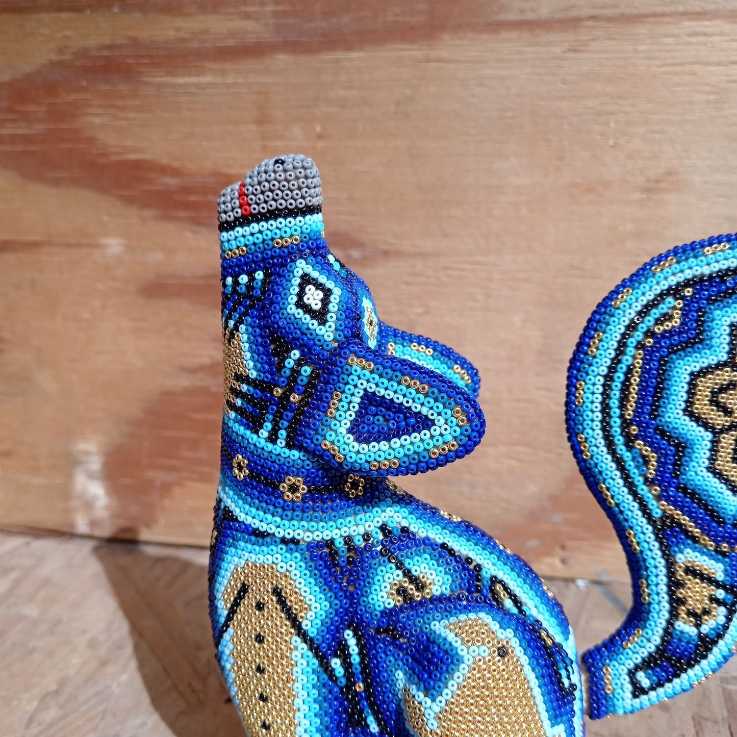 Mexican Huichol Hand Beaded Coyote By Mayola Villa Lopez PP8361