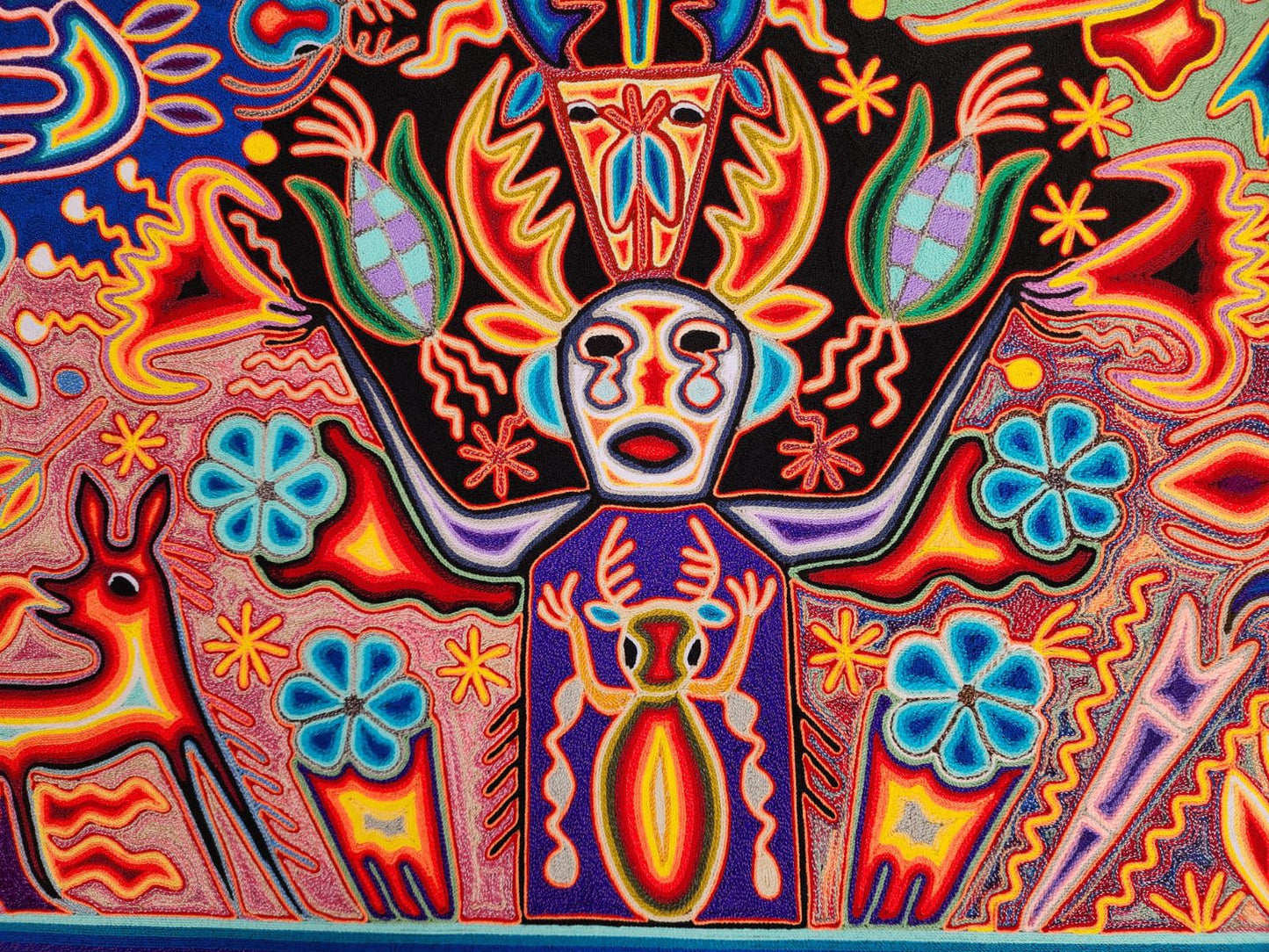Huichol Yarn Painting Mexican Folk Art by Hilaria Chavez Carrillo PP8362