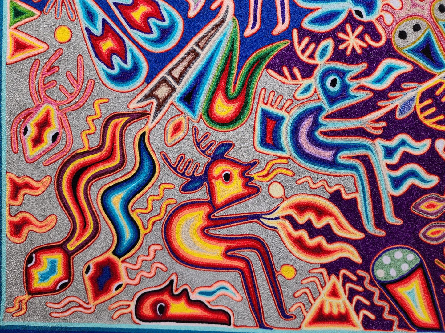 Huichol Yarn Painting Mexican Folk Art by Hilaria Chavez Carrillo PP8362