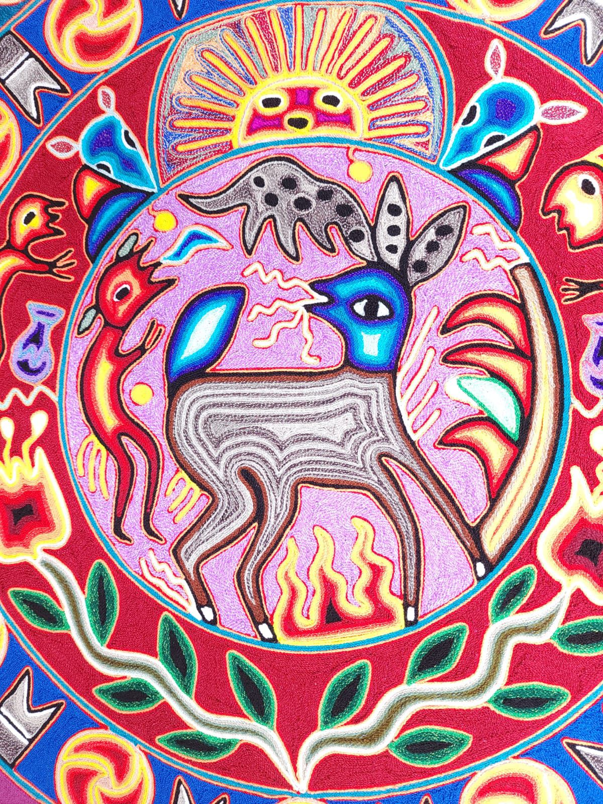 Huichol Yarn Painting Mexican Folk Art by Hilaria Chavez Carrillo PP8363