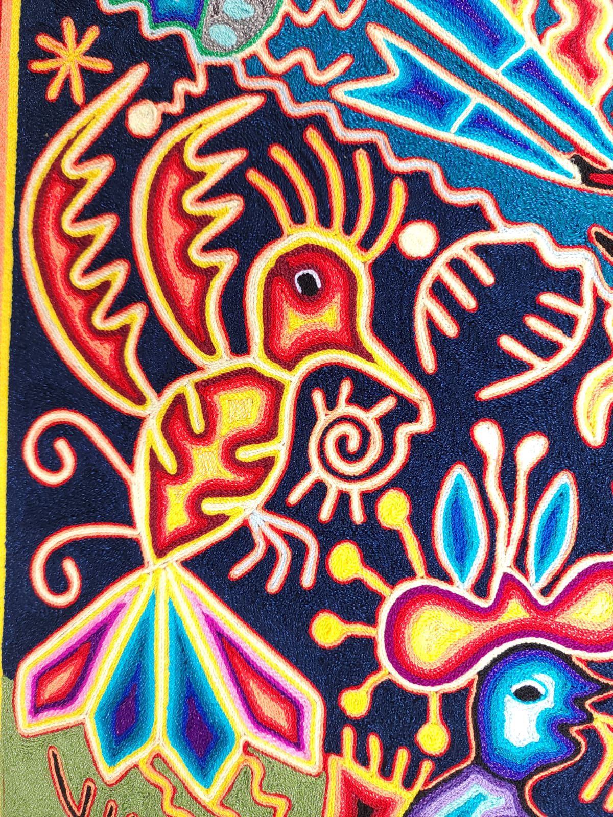 Huichol Yarn Painting Mexican Folk Art by Hilaria Chavez Carrillo PP8363