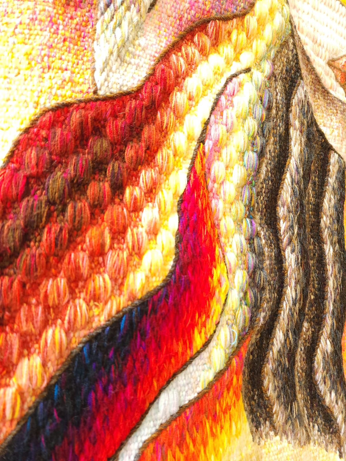 Hand Woven Alpaca Fiber Tapestry " Winged Moon" By Constantino Laura PP8365