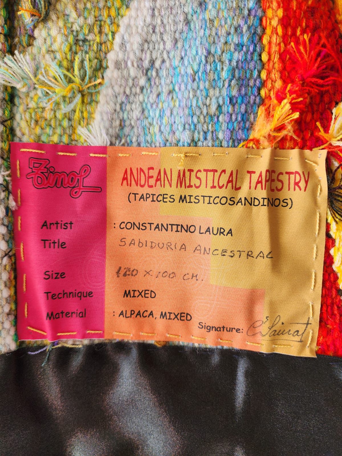 Hand Woven Alpaca Fiber Tapestry "Ancestral Wisdom" By Constantino Laura PP8366