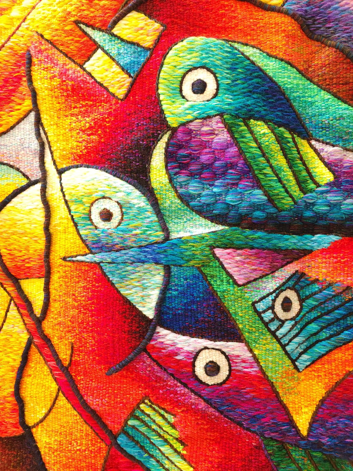 Hand Woven Alpaca Fiber Tapestry " Sunset " By Constantino Laura PP8367
