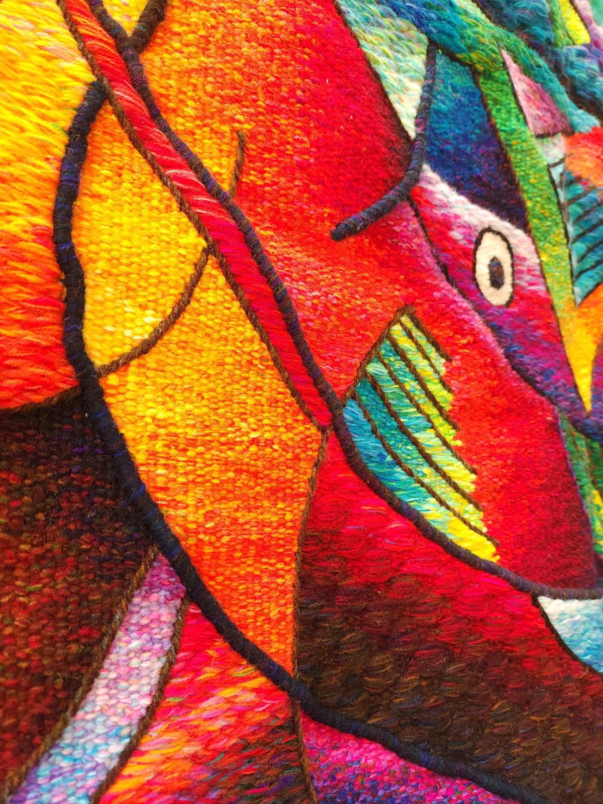 Hand Woven Alpaca Fiber Tapestry " Sunset " By Constantino Laura PP8367