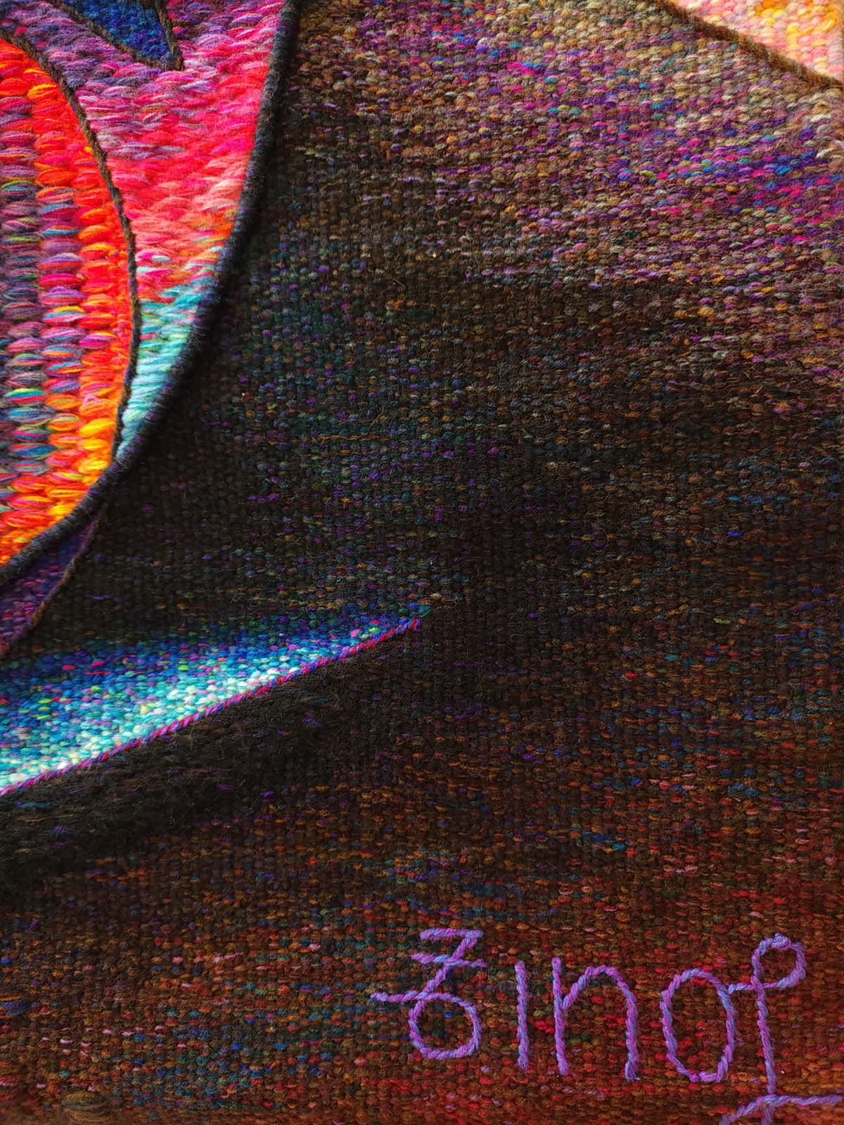 Hand Woven Alpaca Fiber Tapestry " Sunset " By Constantino Laura PP8367