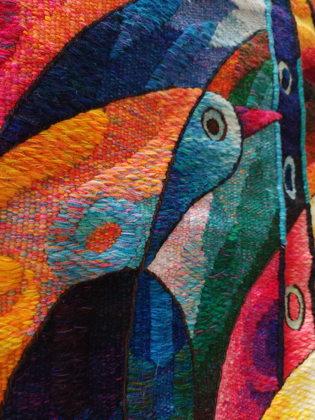 Hand Woven Alpaca Fiber Tapestry " Your Heart is Like a Bird Song" By Constantino Laura PP8368