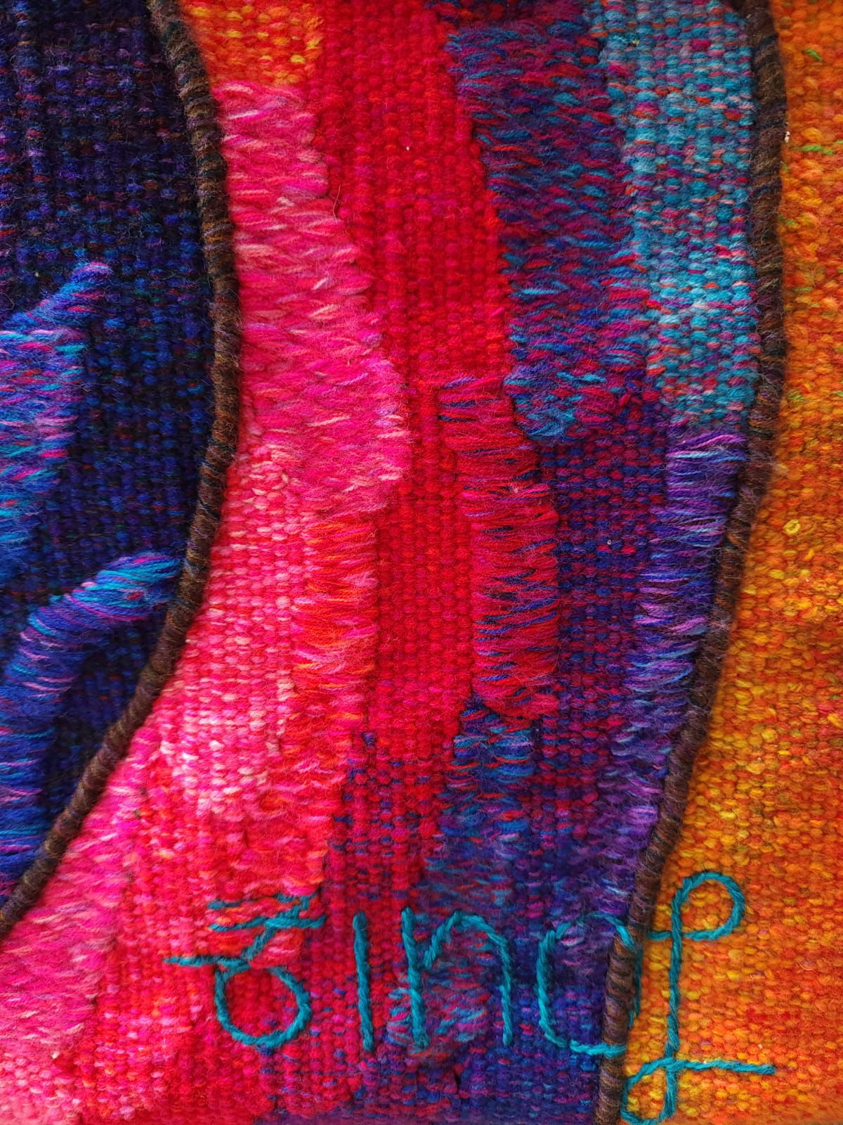 Hand Woven Alpaca Fiber Tapestry " Your Heart is Like a Bird Song" By Constantino Laura PP8368