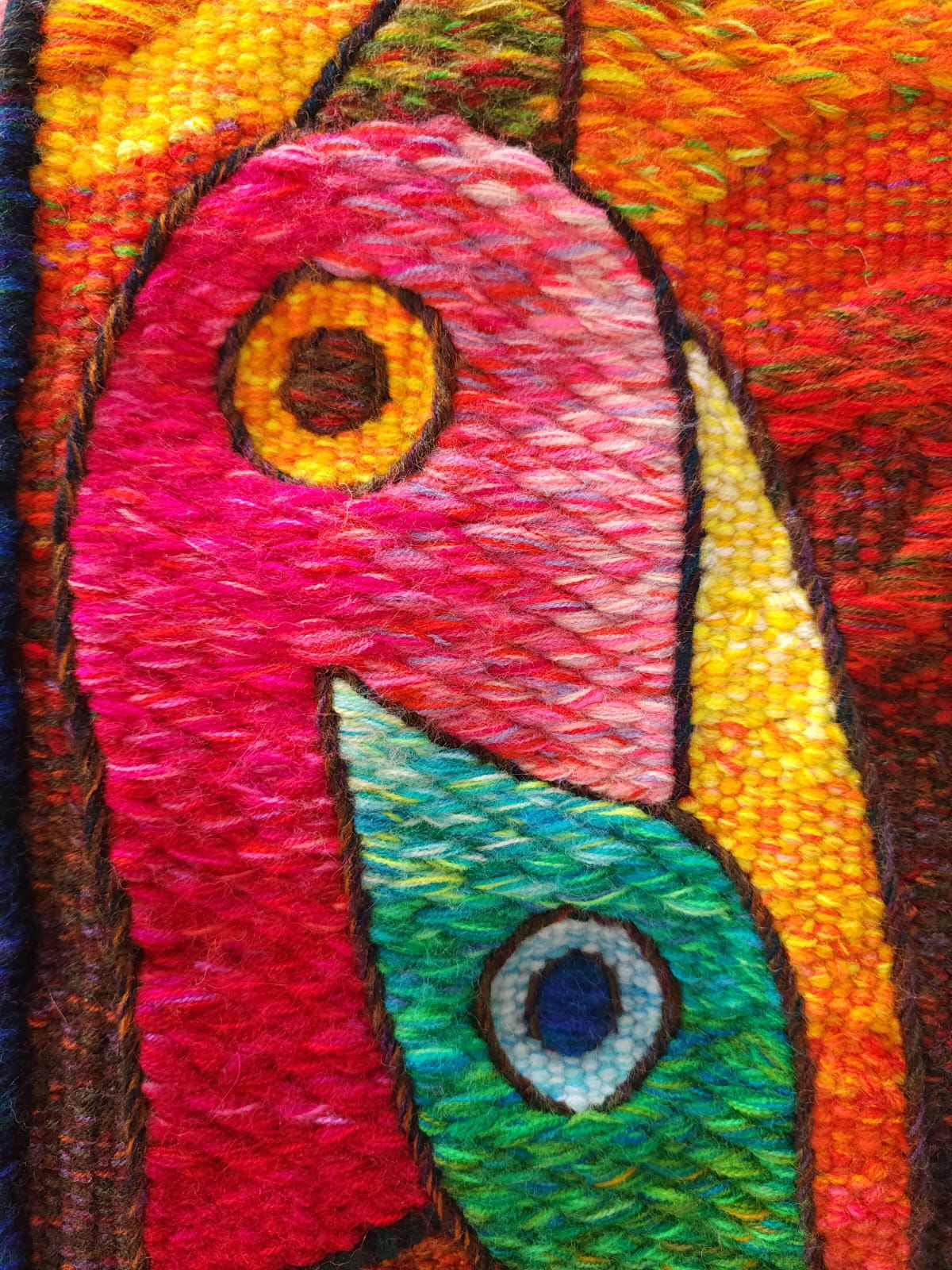 Hand Woven Alpaca Fiber Tapestry " Your Heart is Like a Bird Song" By Constantino Laura PP8368