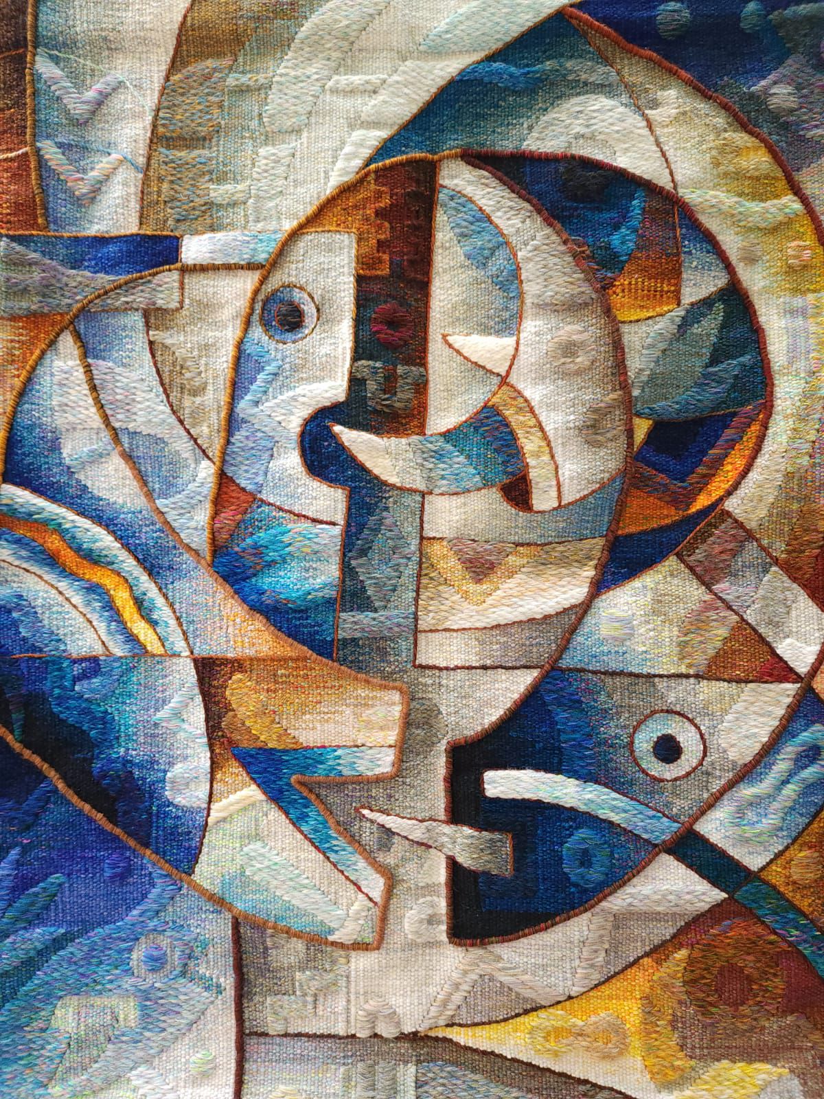 Hand Woven Alpaca Fiber Tapestry " Depth II" By Constantino Laura PP8370