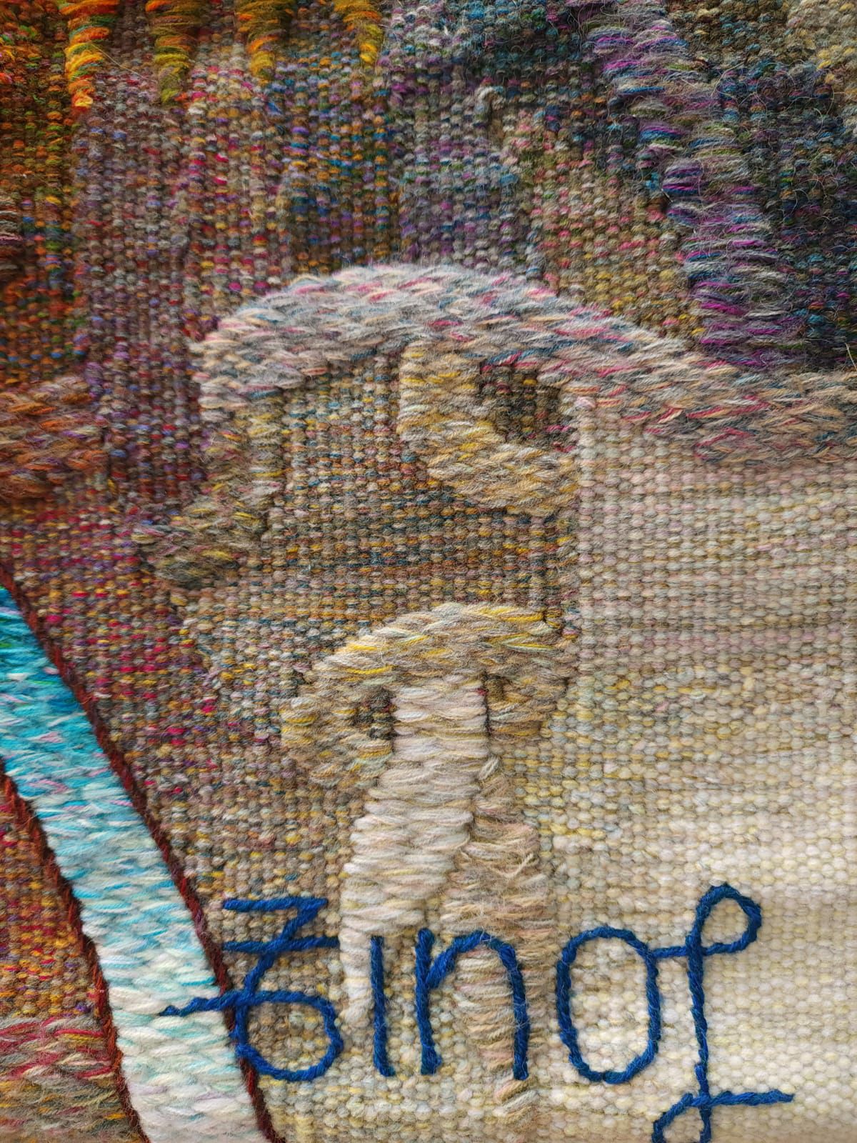 Hand Woven Alpaca Fiber Tapestry " Depth II" By Constantino Laura PP8370