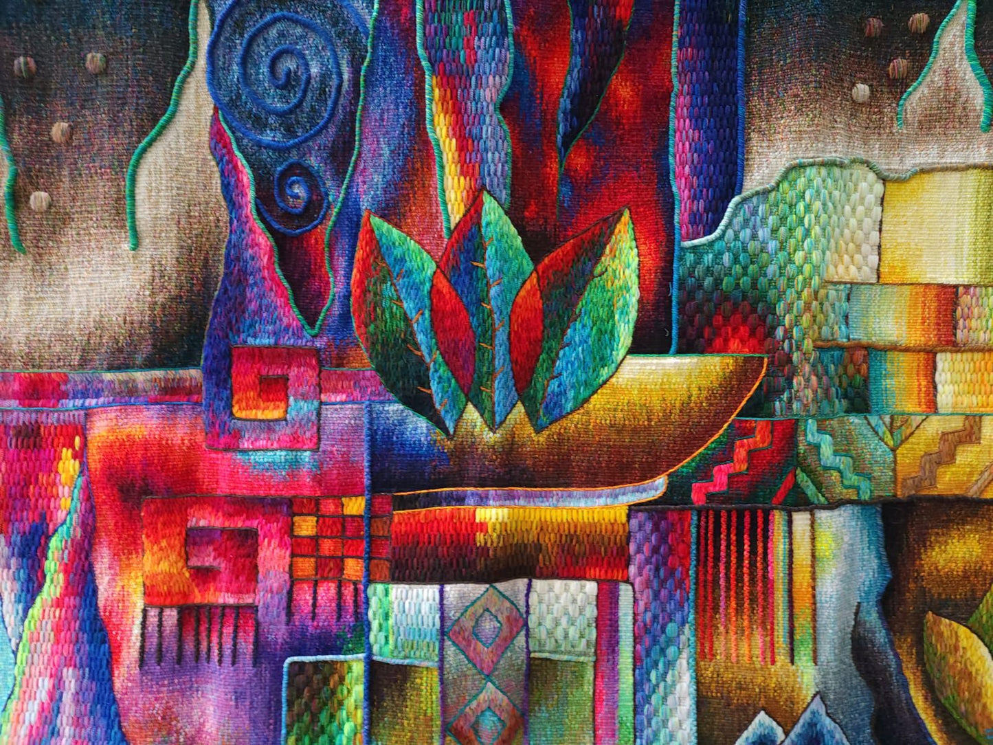Hand Woven Alpaca Fiber Tapestry " Ancestral Wisdom IV" By Constantino Laura PP8372