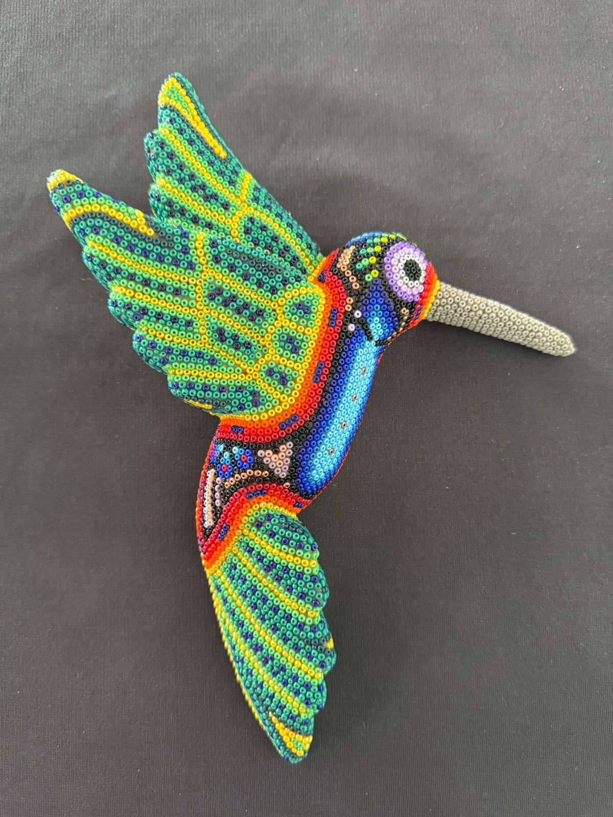 Mexican Huichol Hand Beaded Hummingbird By Isandro Villa Lopez PP8407
