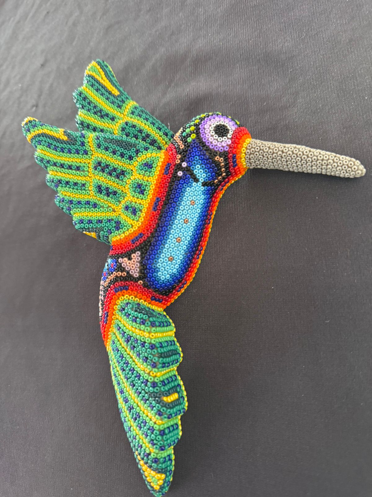 Mexican Huichol Hand Beaded Hummingbird By Isandro Villa Lopez PP8407
