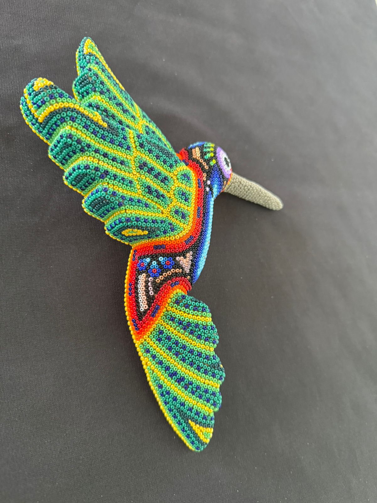 Mexican Huichol Hand Beaded Hummingbird By Isandro Villa Lopez PP8407