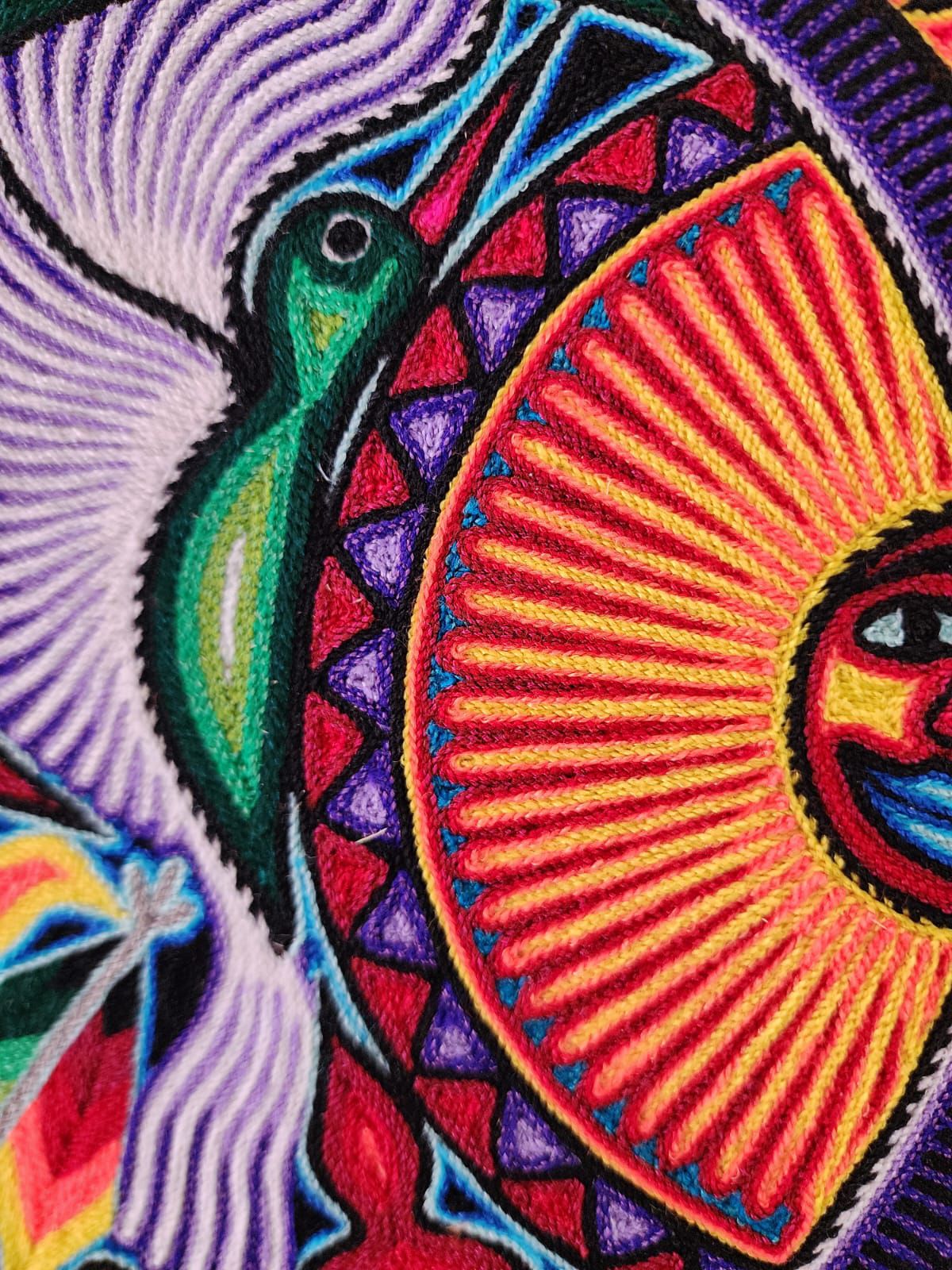 Tepehuano Yarn Painting Mexican Folk Art By Bautista Family PP8382