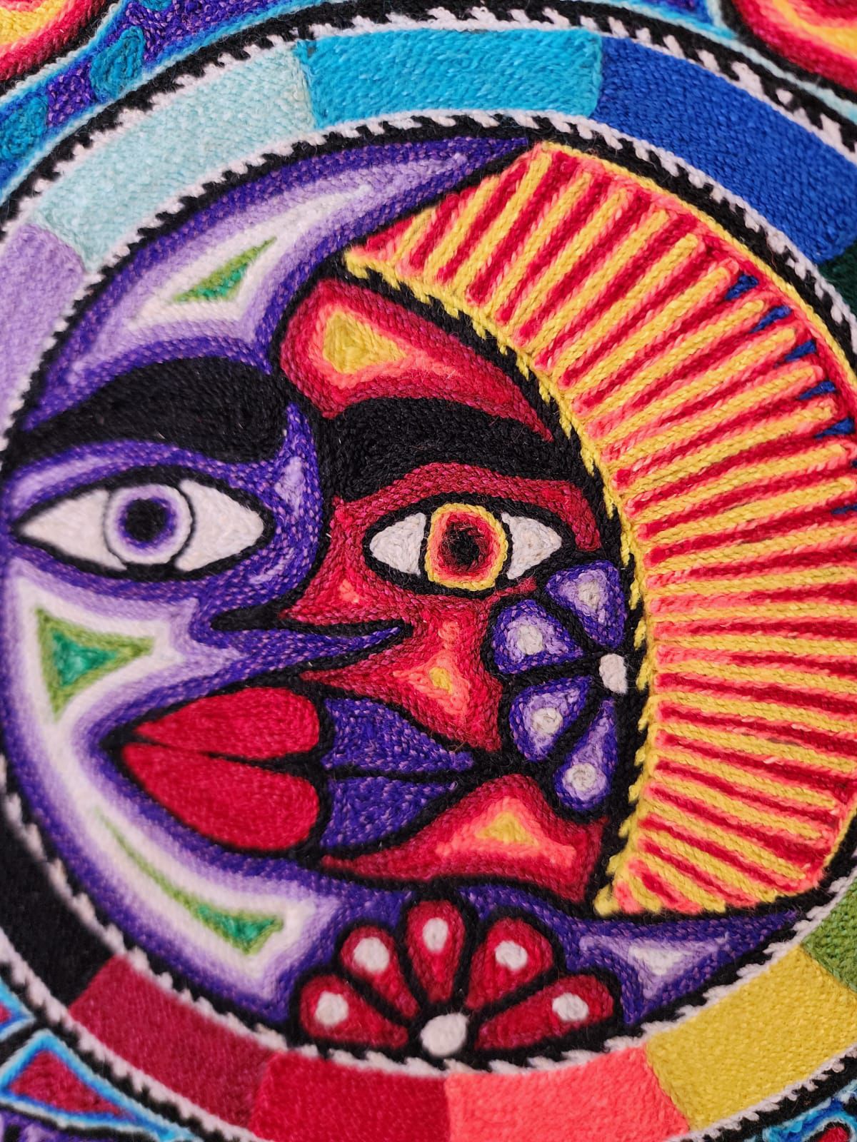 Tepehuano Yarn Painting Mexican Folk Art By Bautista Family PP8386