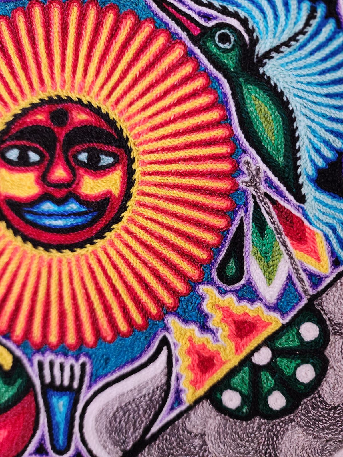 Tepehuano Yarn Painting Mexican Folk Art By Bautista Family PP8387