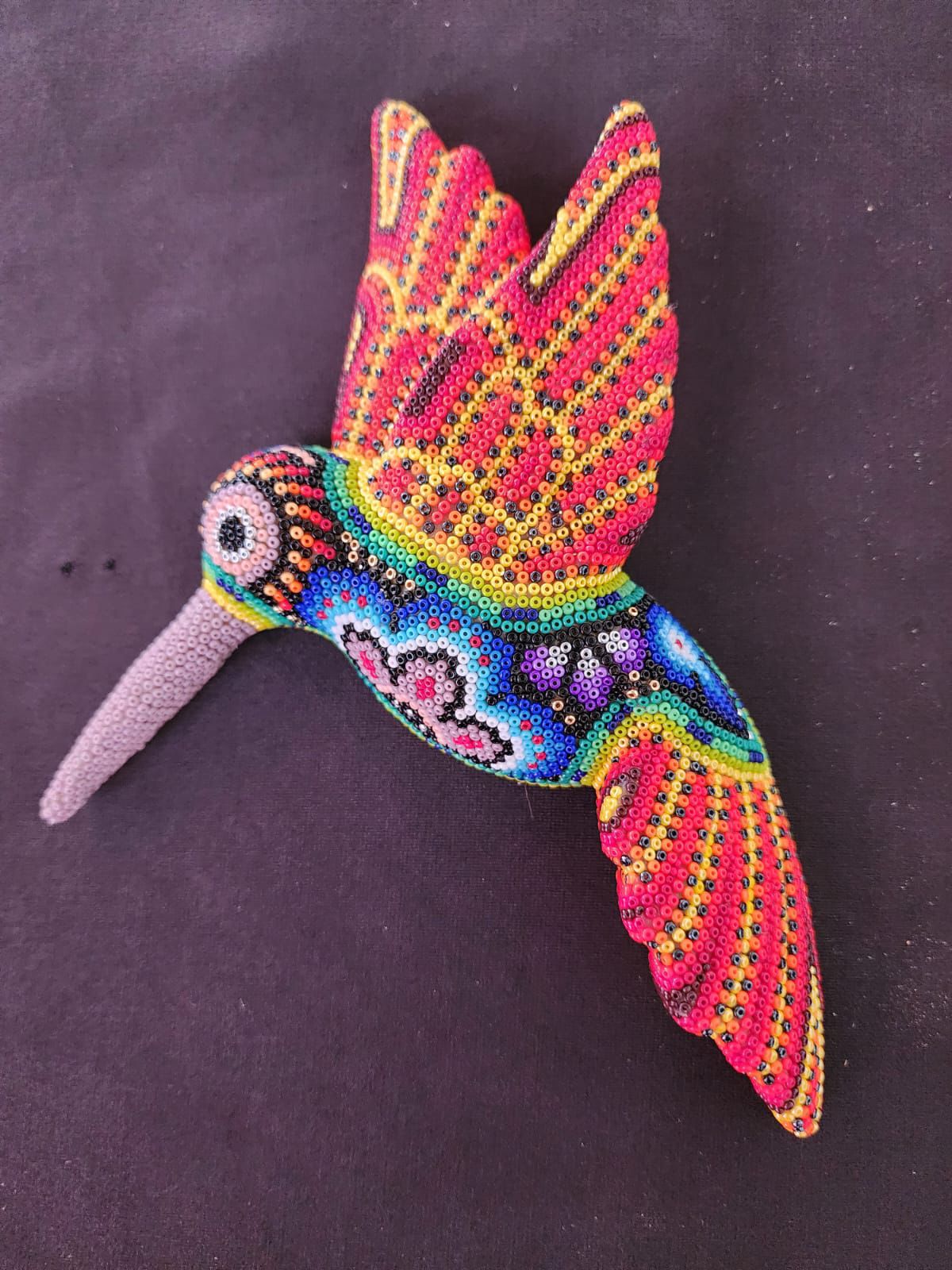 Mexican Huichol Hand Beaded Hummingbird By Isandro Villa Lopez PP8389