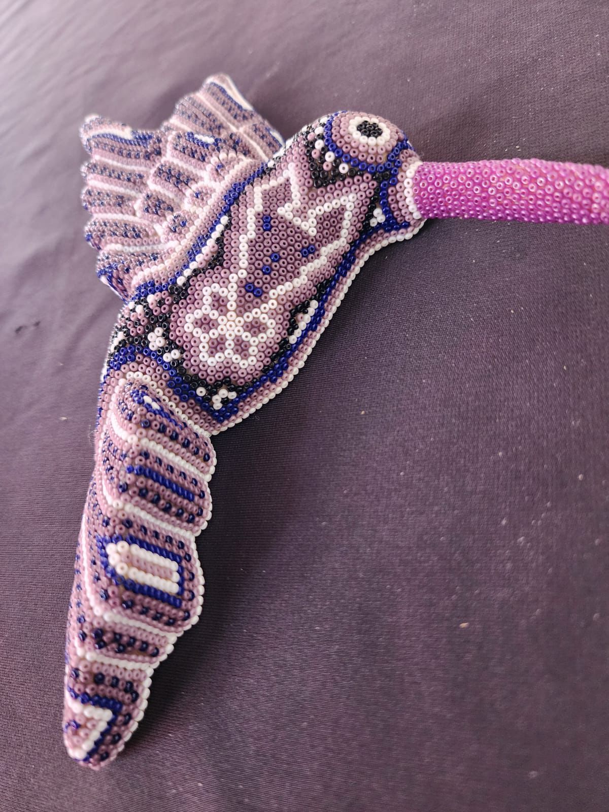 Mexican Huichol Hand Beaded Hummingbird By Isandro Villa Lopez PP8390