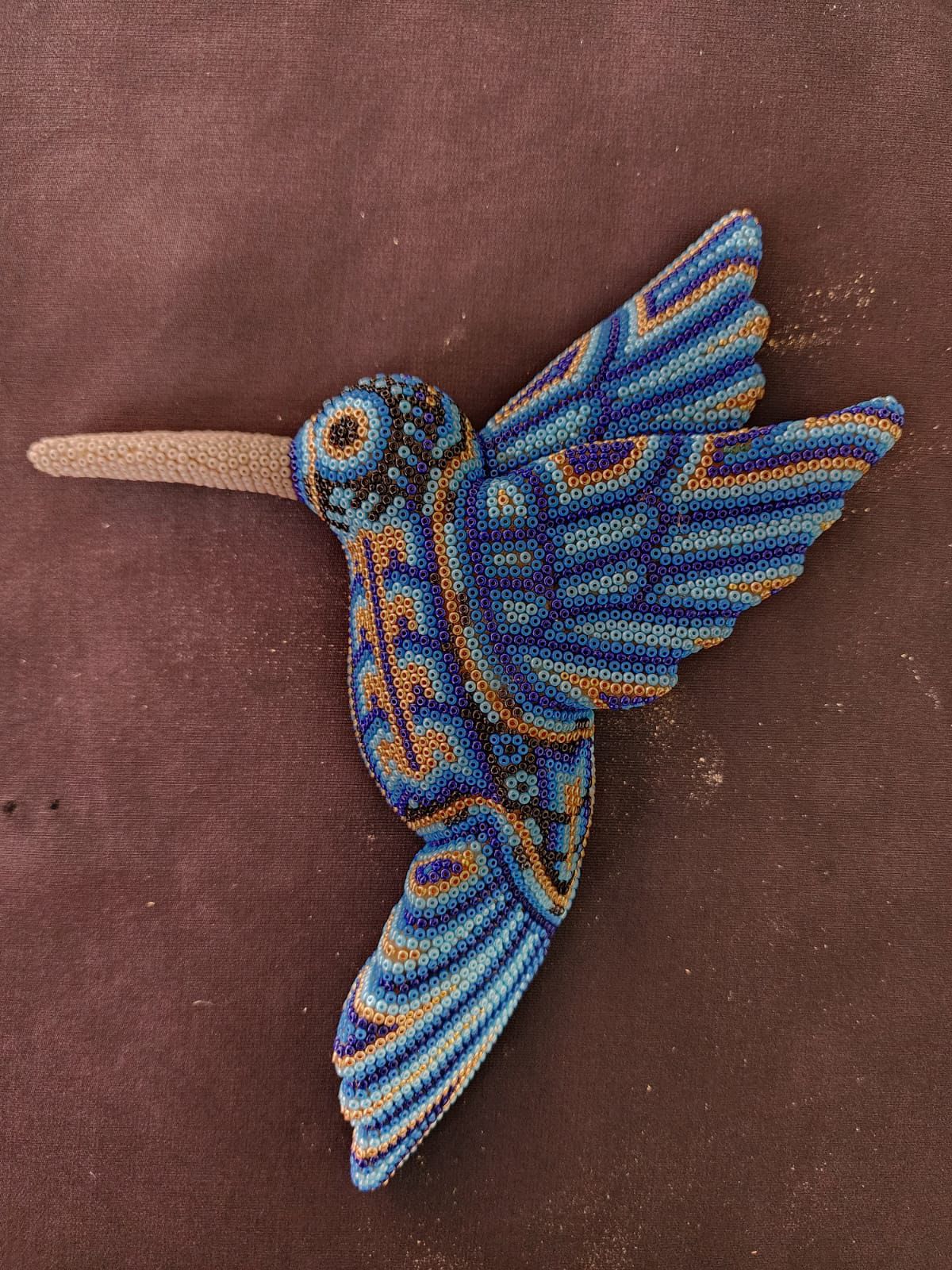 Mexican Huichol Hand Beaded Hummingbird By Isandro Villa Lopez PP8391