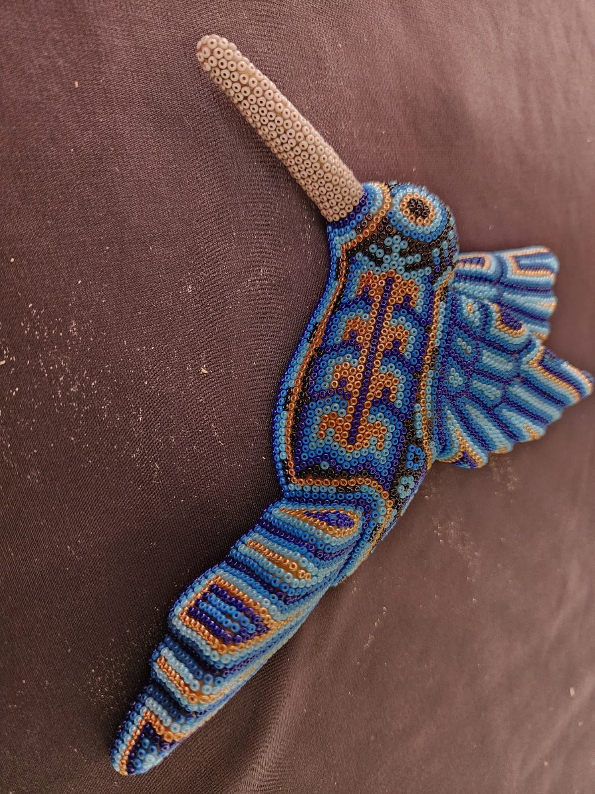 Mexican Huichol Hand Beaded Hummingbird By Isandro Villa Lopez PP8391