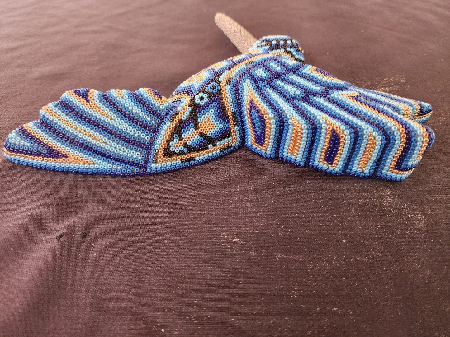 Mexican Huichol Hand Beaded Hummingbird By Isandro Villa Lopez PP8391