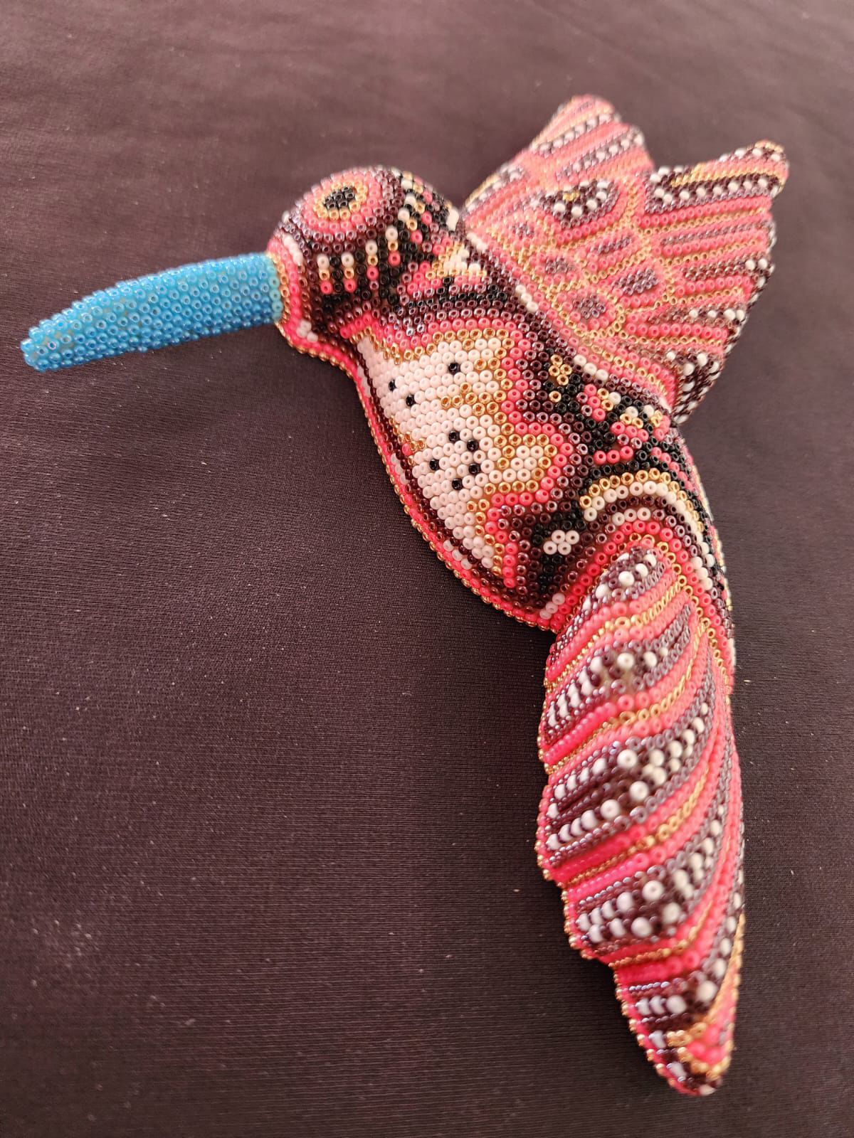 Mexican Huichol Hand Beaded Hummingbird By Isandro Villa Lopez PP8392