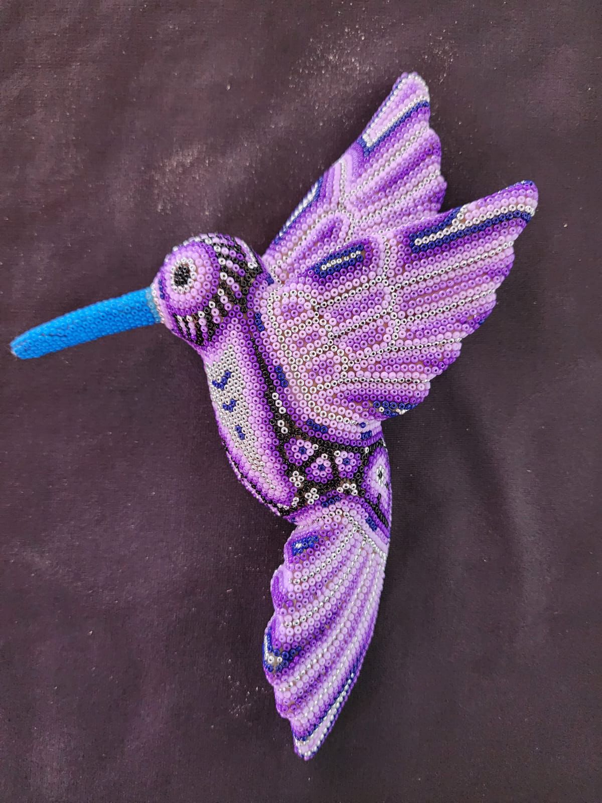 Mexican Huichol Hand Beaded Hummingbird By Isandro Villa Lopez PP8393