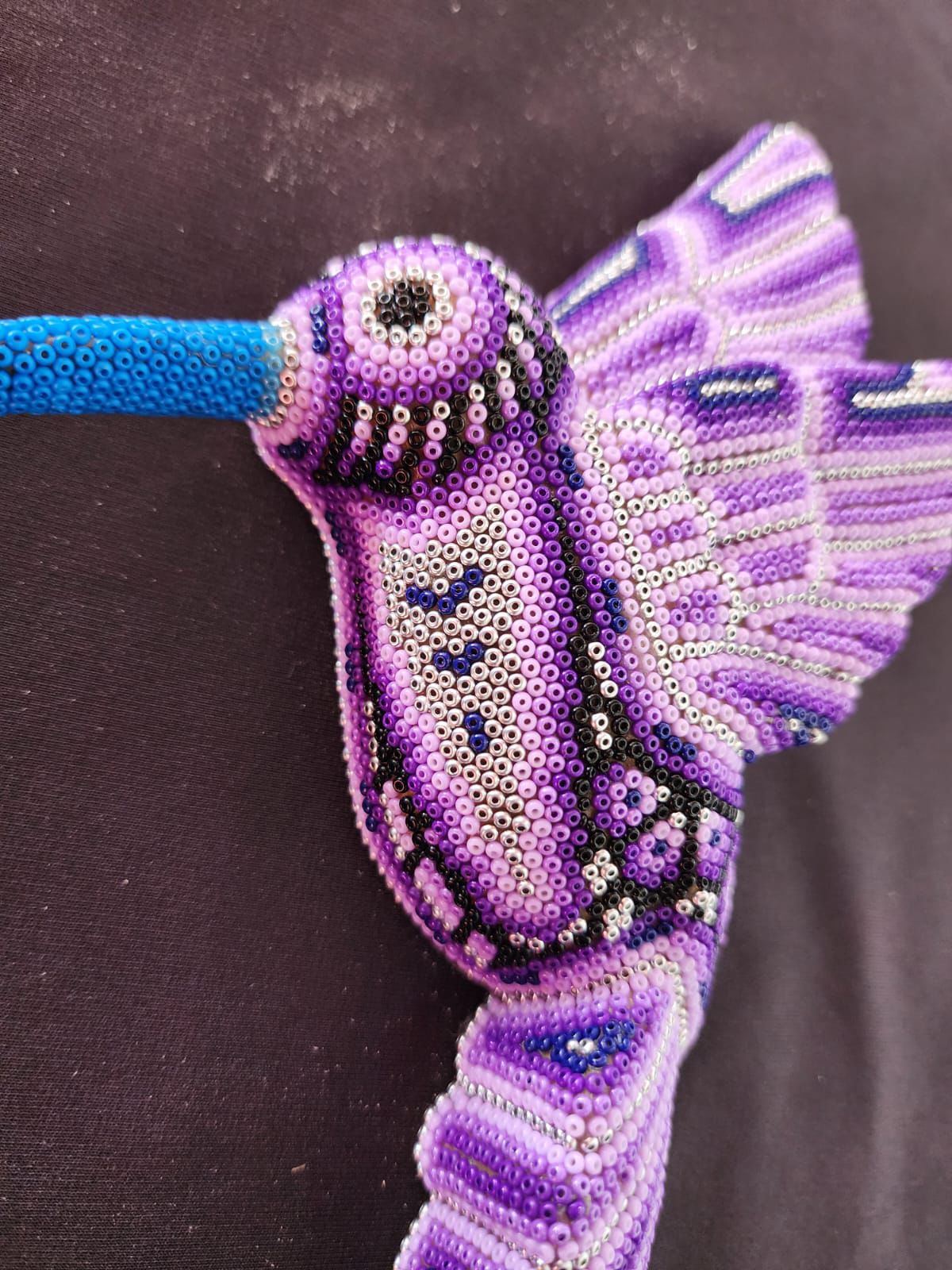 Mexican Huichol Hand Beaded Hummingbird By Isandro Villa Lopez PP8393