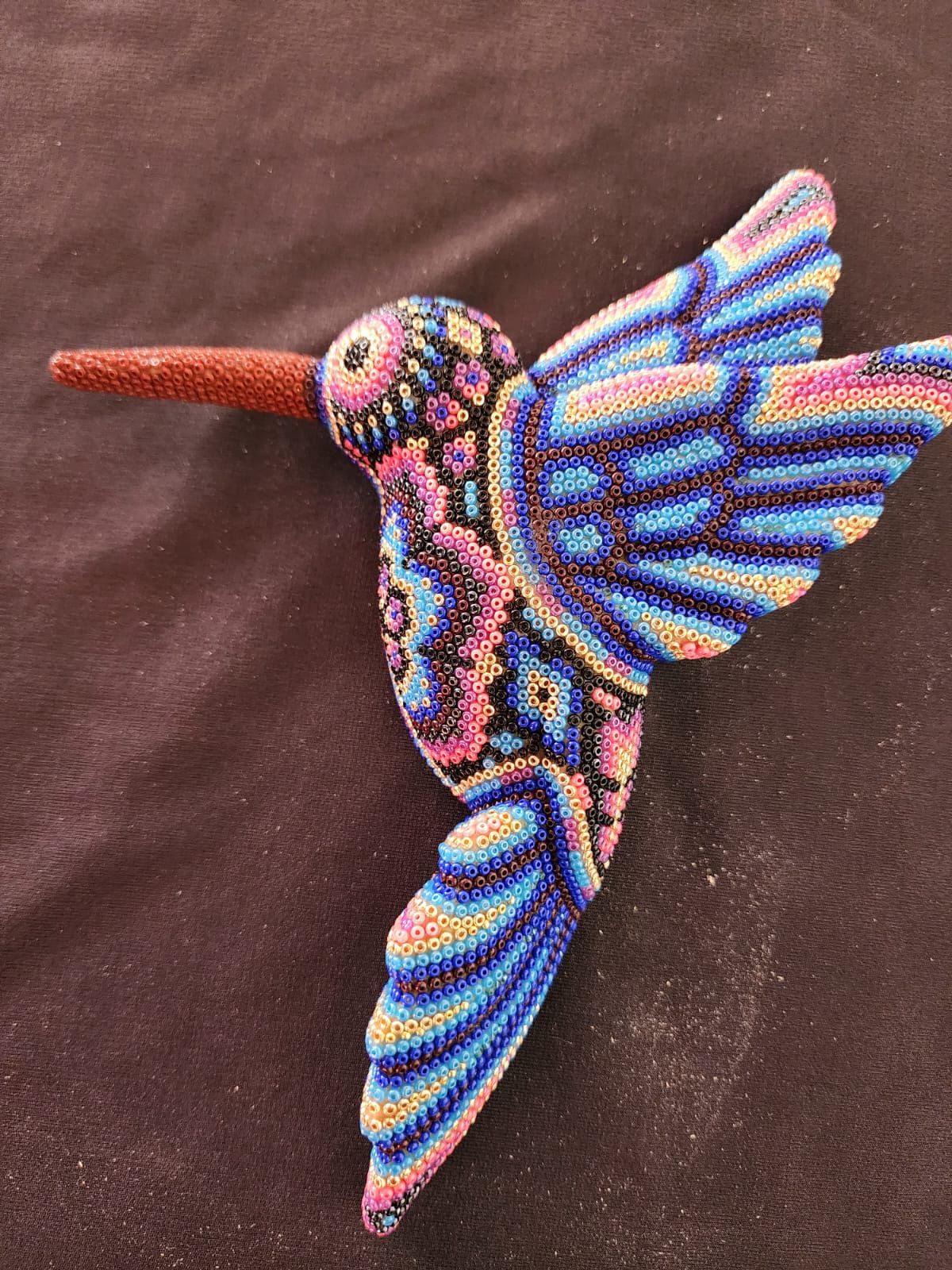 Mexican Huichol Hand Beaded Hummingbird By Isandro Villa Lopez PP8394