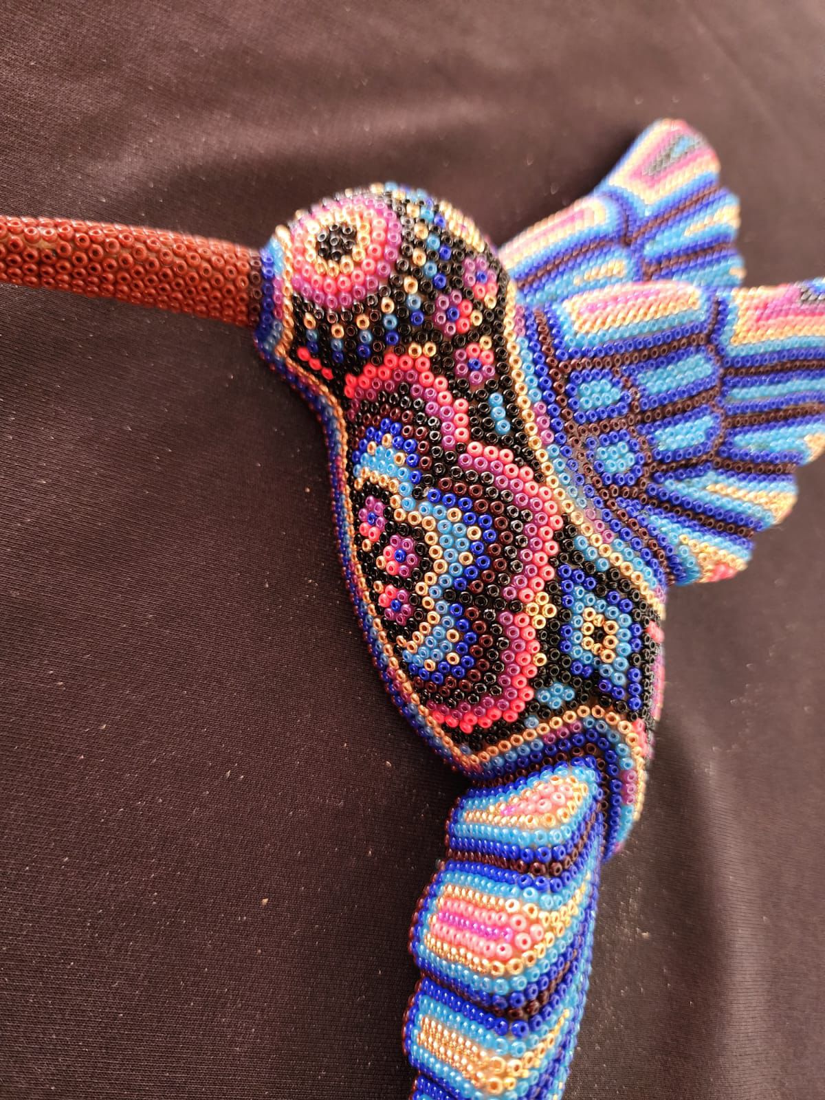Mexican Huichol Hand Beaded Hummingbird By Isandro Villa Lopez PP8394