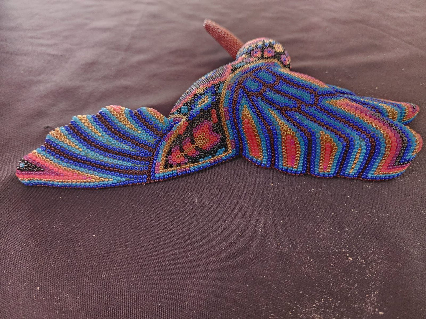 Mexican Huichol Hand Beaded Hummingbird By Isandro Villa Lopez PP8394