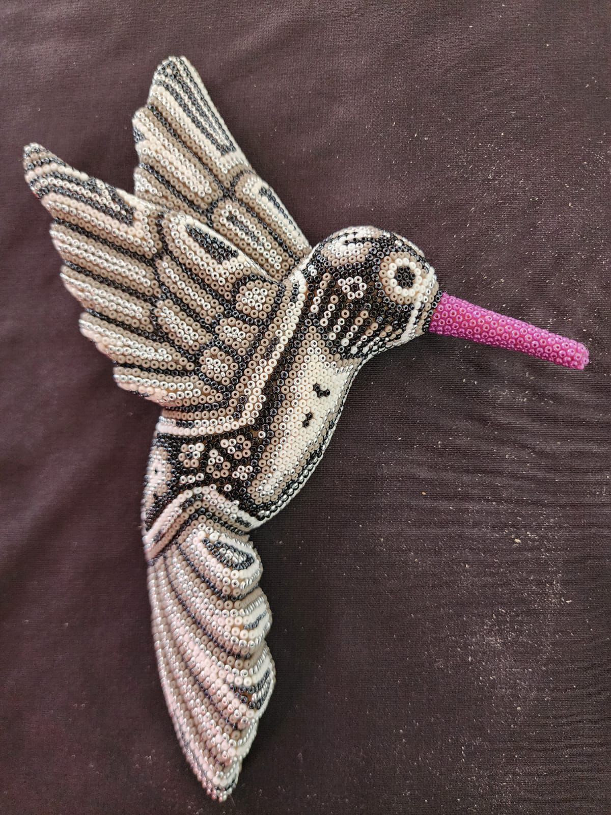 Mexican Huichol Hand Beaded Hummingbird By Isandro Villa Lopez PP8395