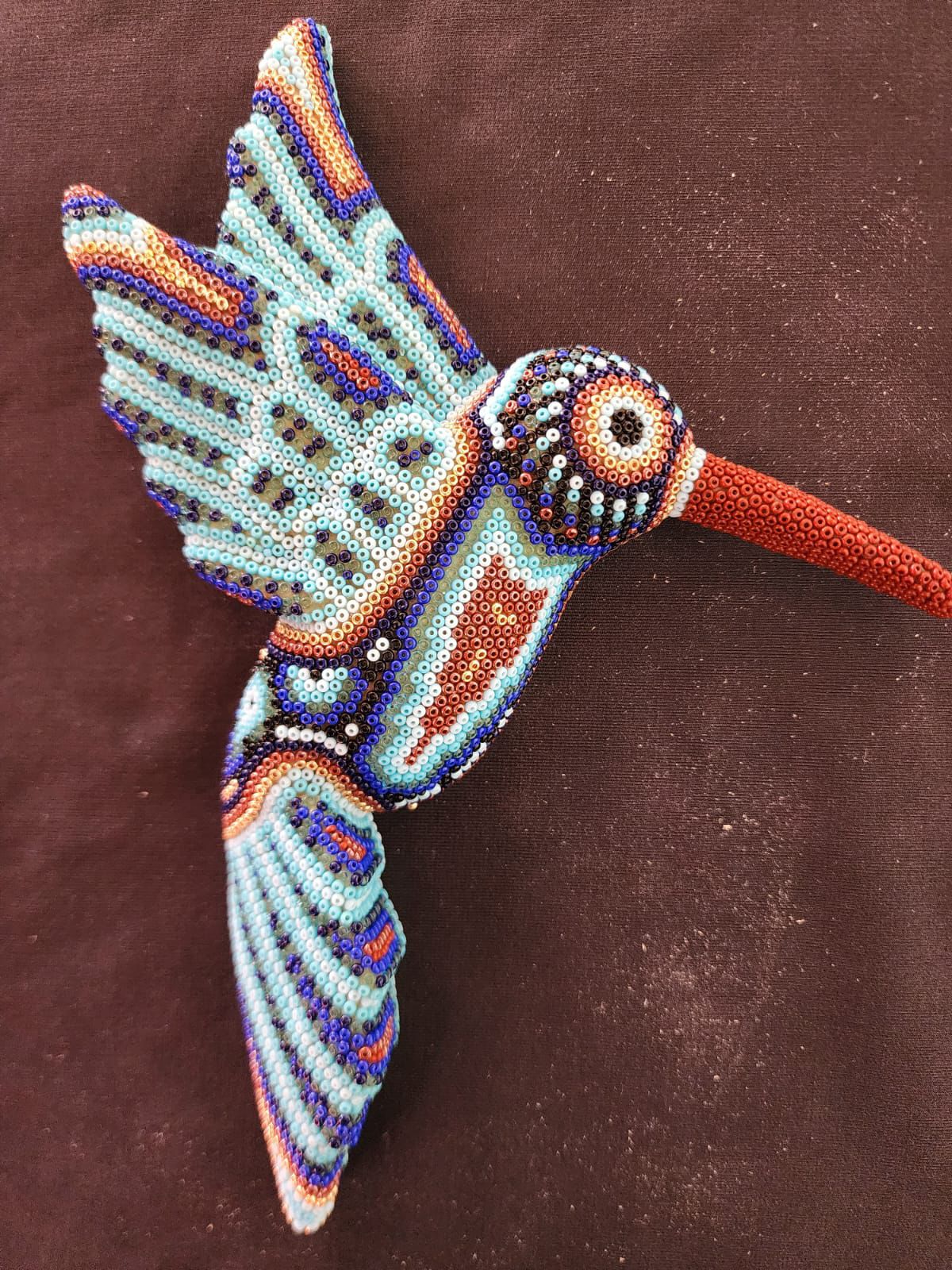Mexican Huichol Hand Beaded Hummingbird By Isandro Villa Lopez PP8396