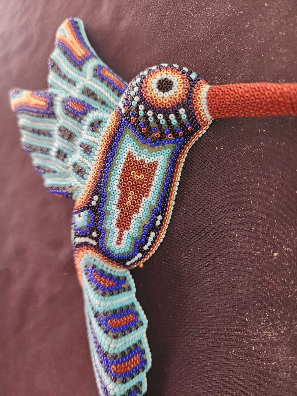 Mexican Huichol Hand Beaded Hummingbird By Isandro Villa Lopez PP8396