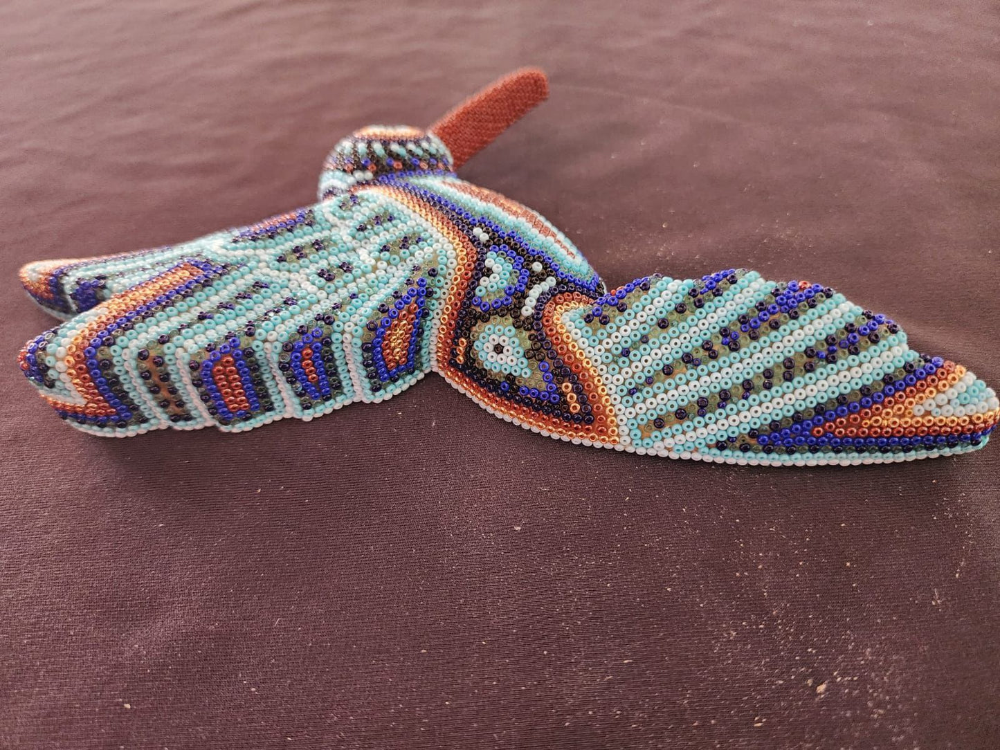 Mexican Huichol Hand Beaded Hummingbird By Isandro Villa Lopez PP8396
