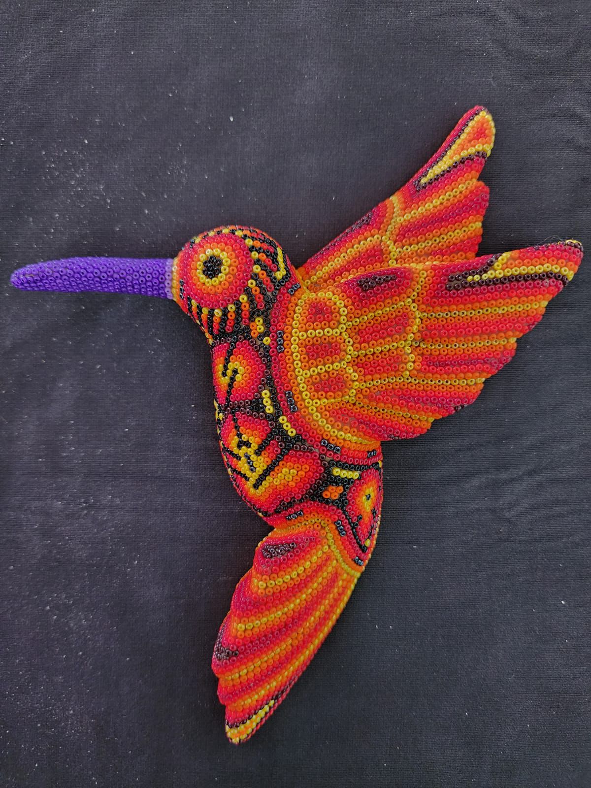 Mexican Huichol Hand Beaded Hummingbird By Isandro Villa Lopez PP8398