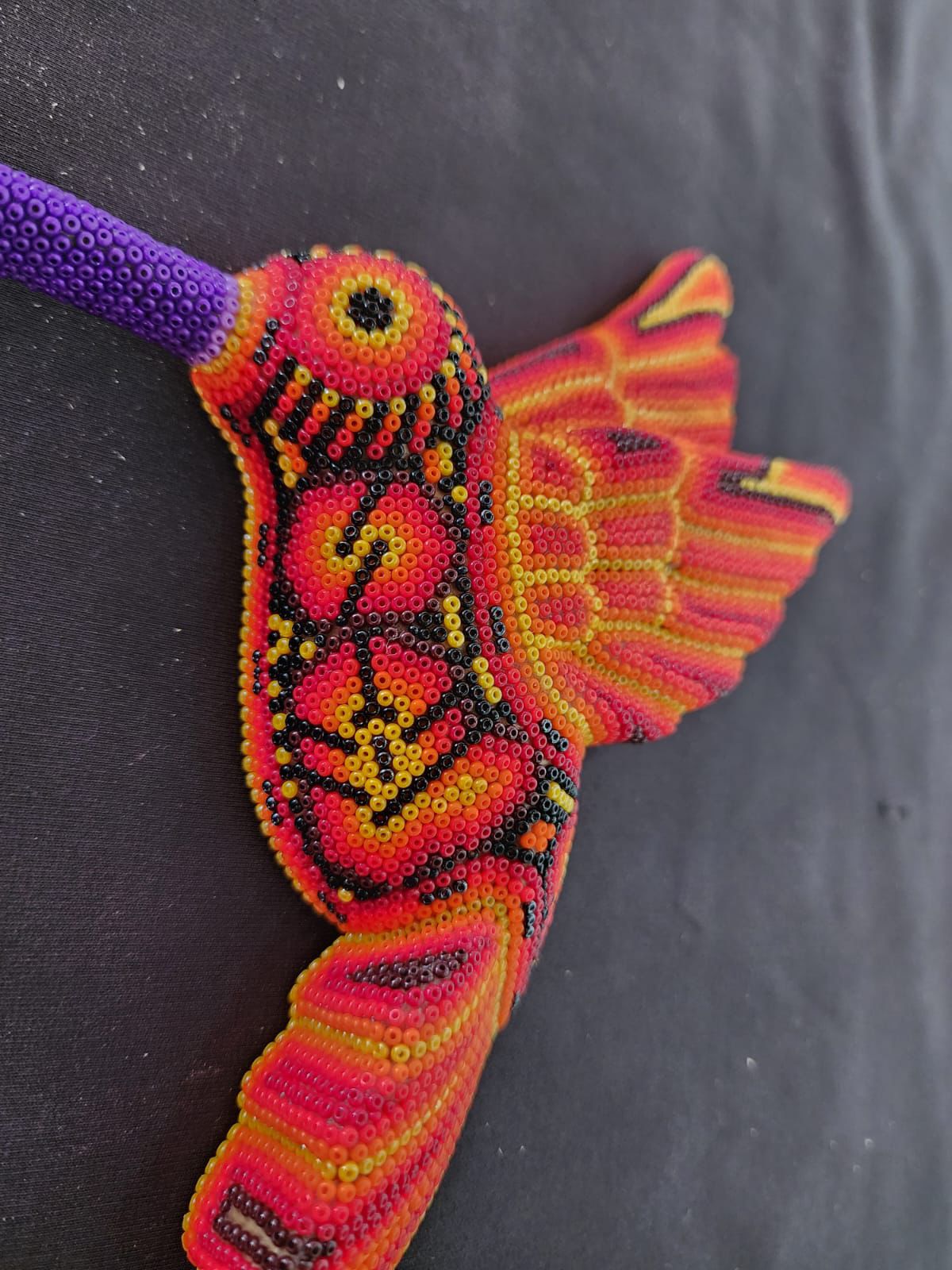 Mexican Huichol Hand Beaded Hummingbird By Isandro Villa Lopez PP8398