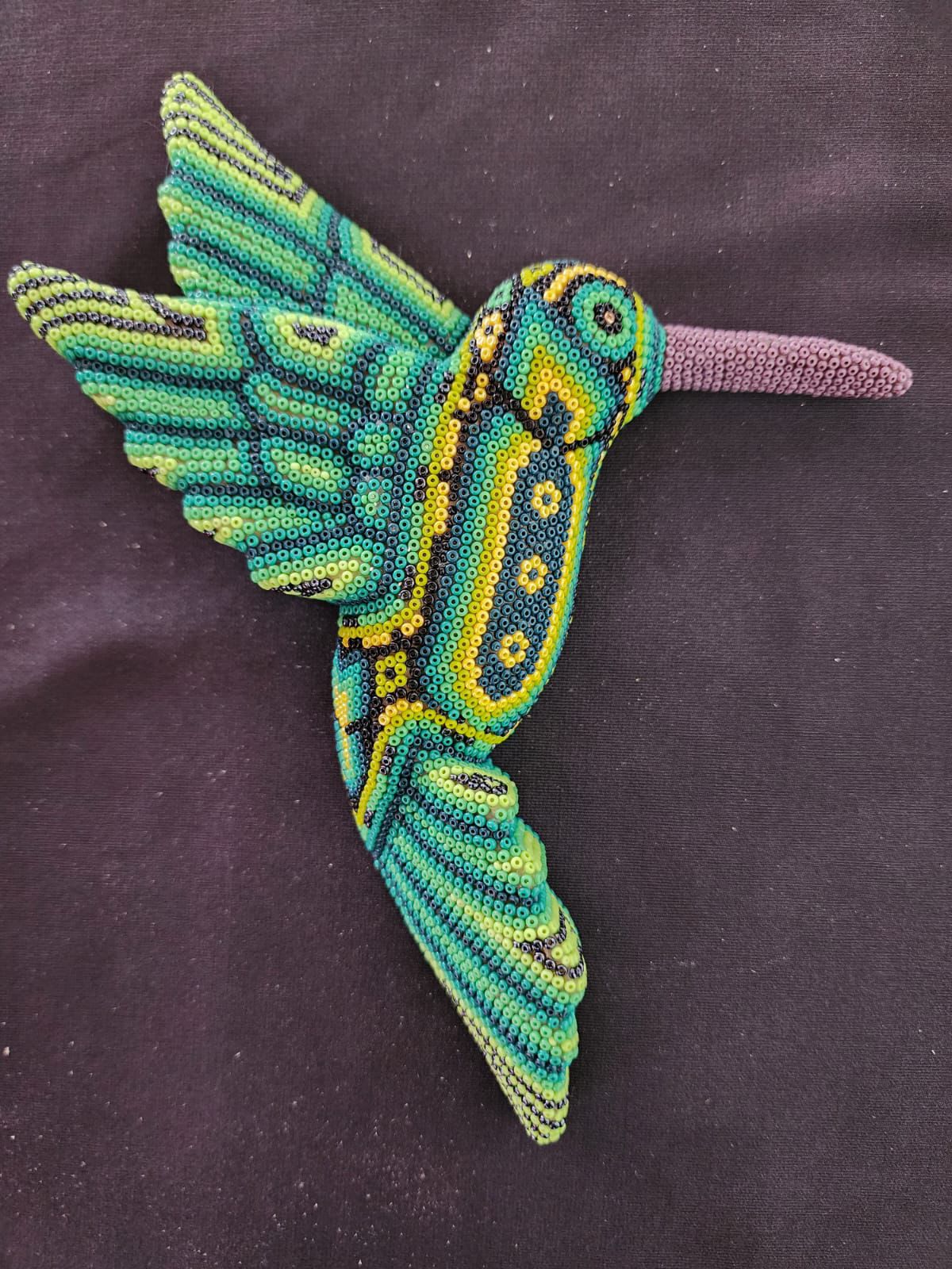 Mexican Huichol Hand Beaded Hummingbird By Isandro Villa Lopez PP8399
