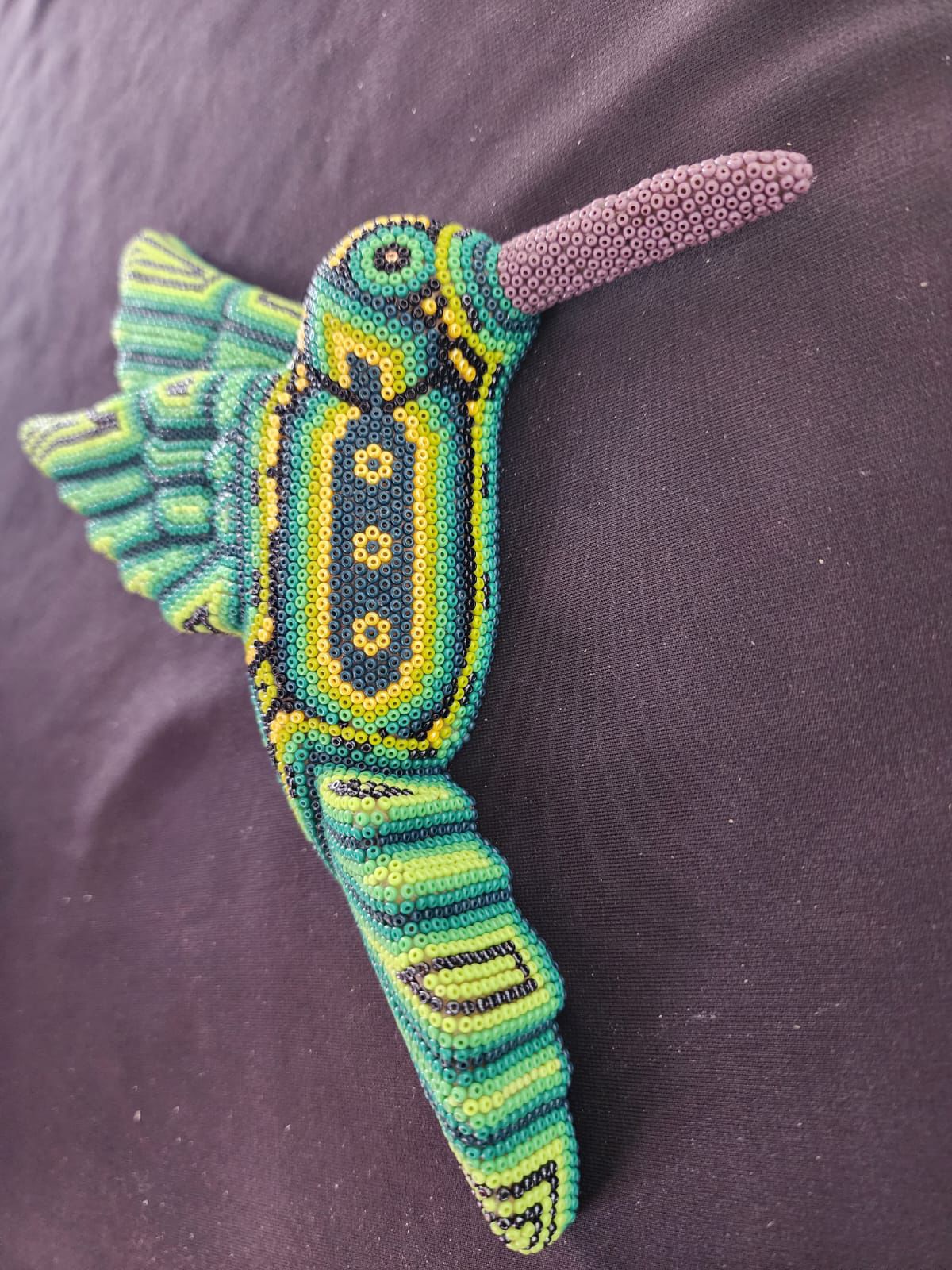 Mexican Huichol Hand Beaded Hummingbird By Isandro Villa Lopez PP8399