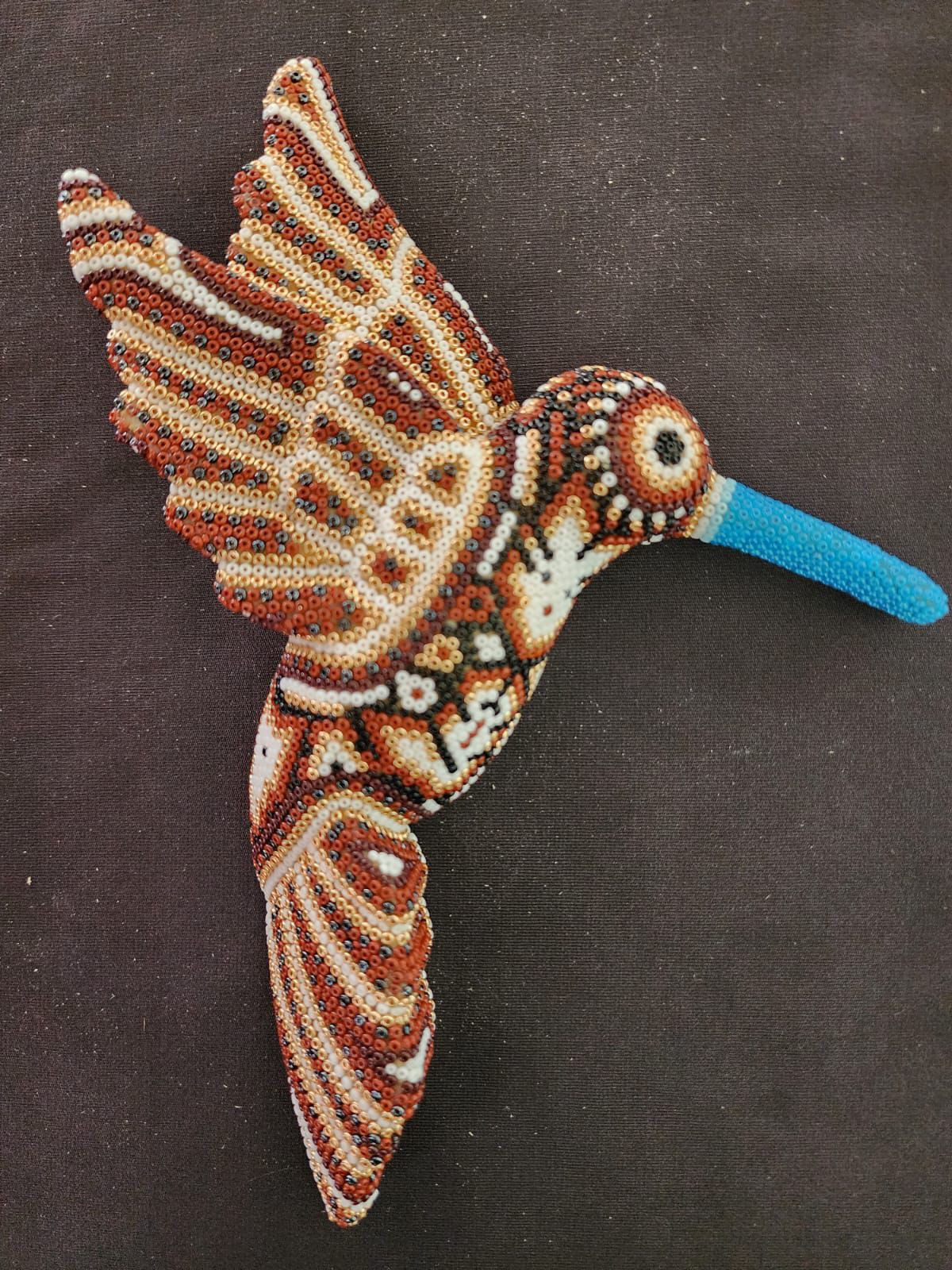 Mexican Huichol Hand Beaded Hummingbird By Isandro Villa Lopez PP8400