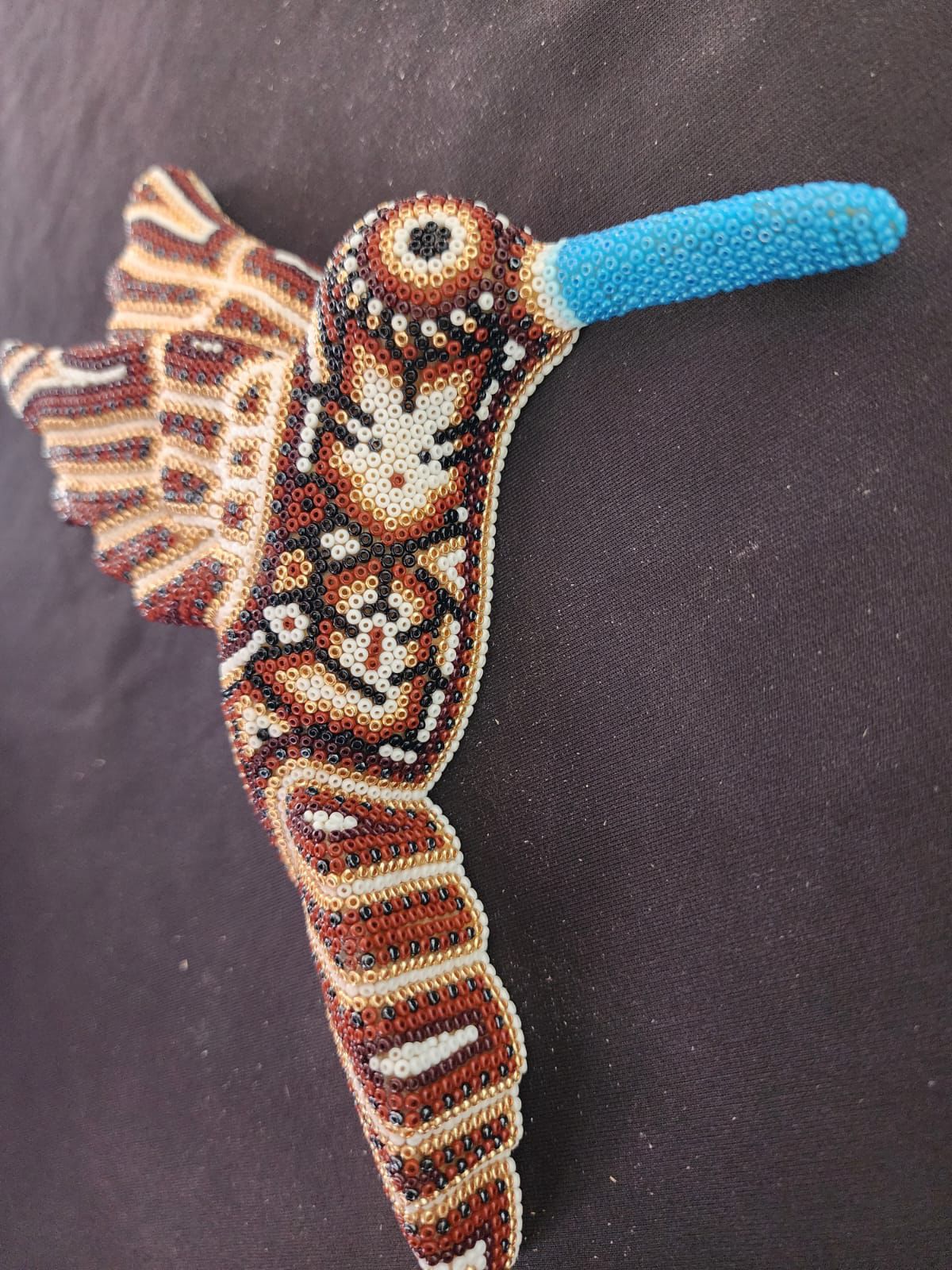 Mexican Huichol Hand Beaded Hummingbird By Isandro Villa Lopez PP8400