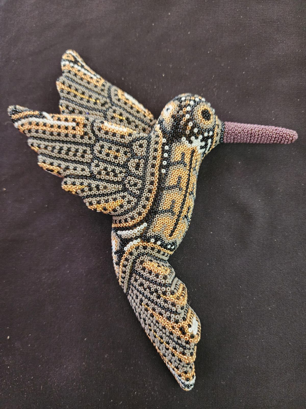 Mexican Huichol Hand Beaded Hummingbird By Isandro Villa Lopez PP8401