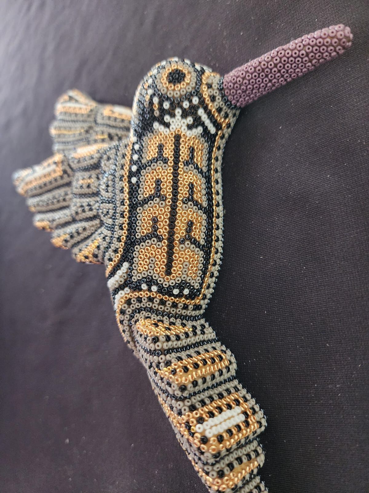 Mexican Huichol Hand Beaded Hummingbird By Isandro Villa Lopez PP8401