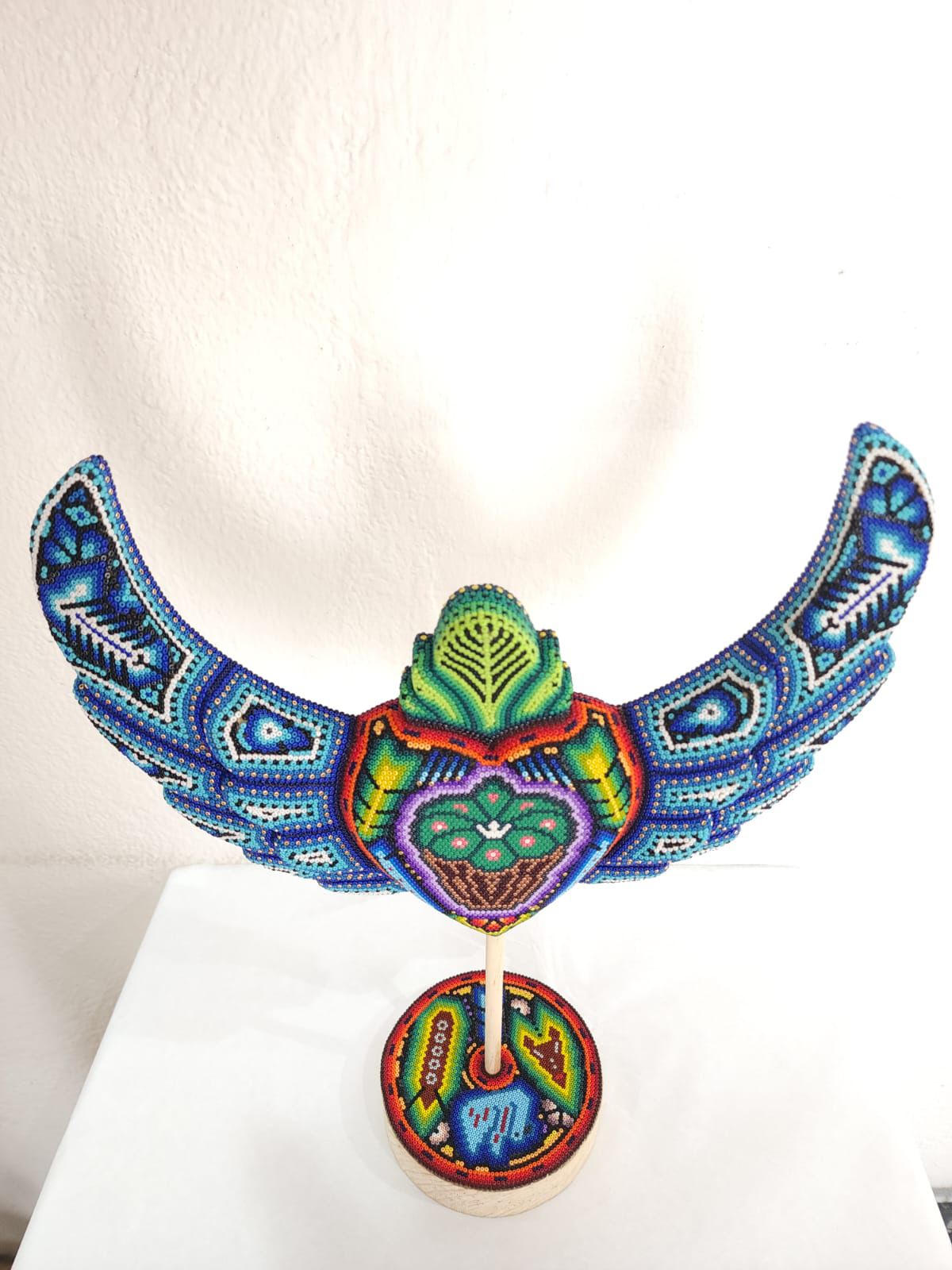 Mexican Huichol Hand Beaded Heart with Base By Isandro Villa Lopez PP8402