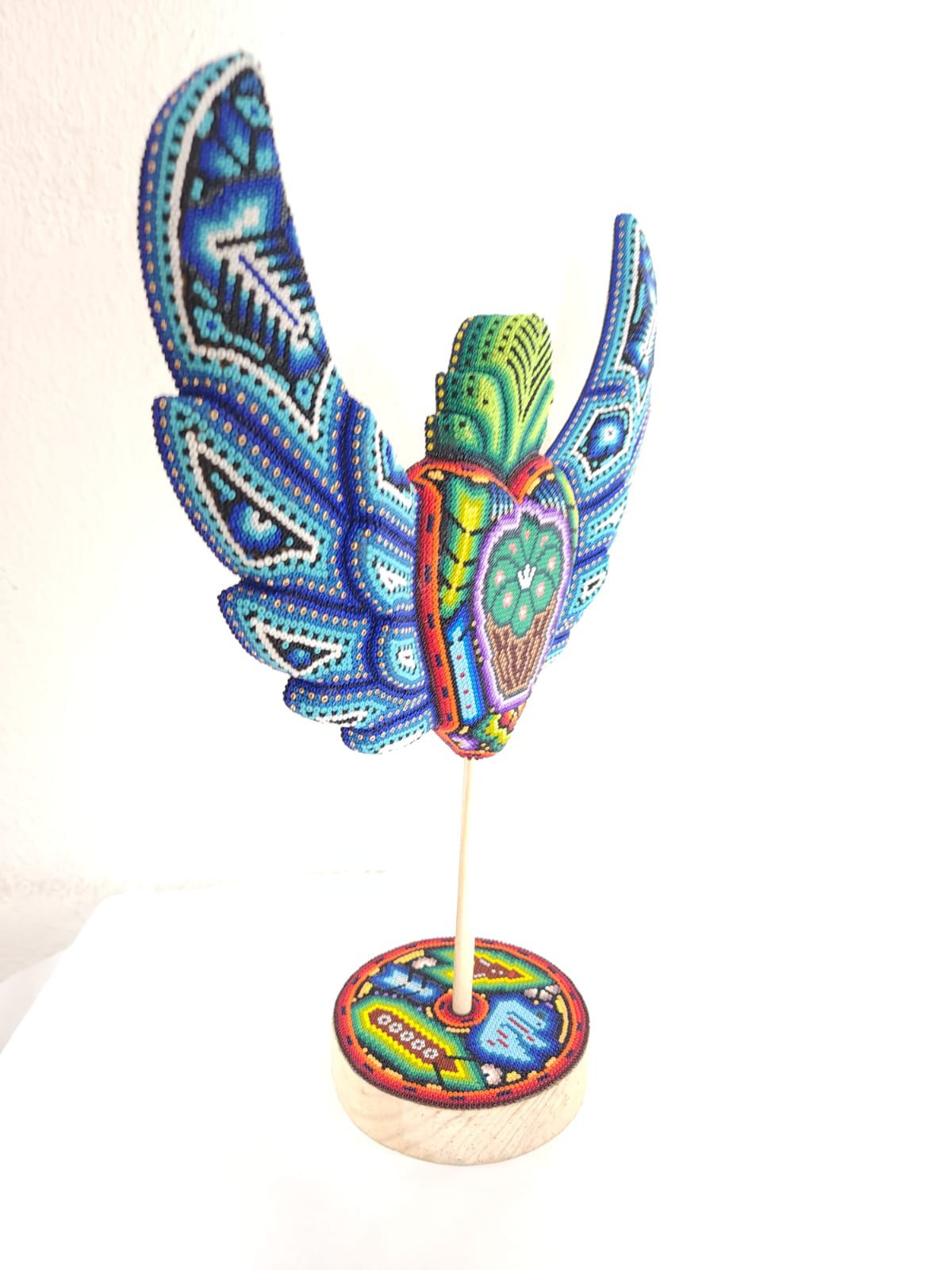 Mexican Huichol Hand Beaded Heart with Base By Isandro Villa Lopez PP8402