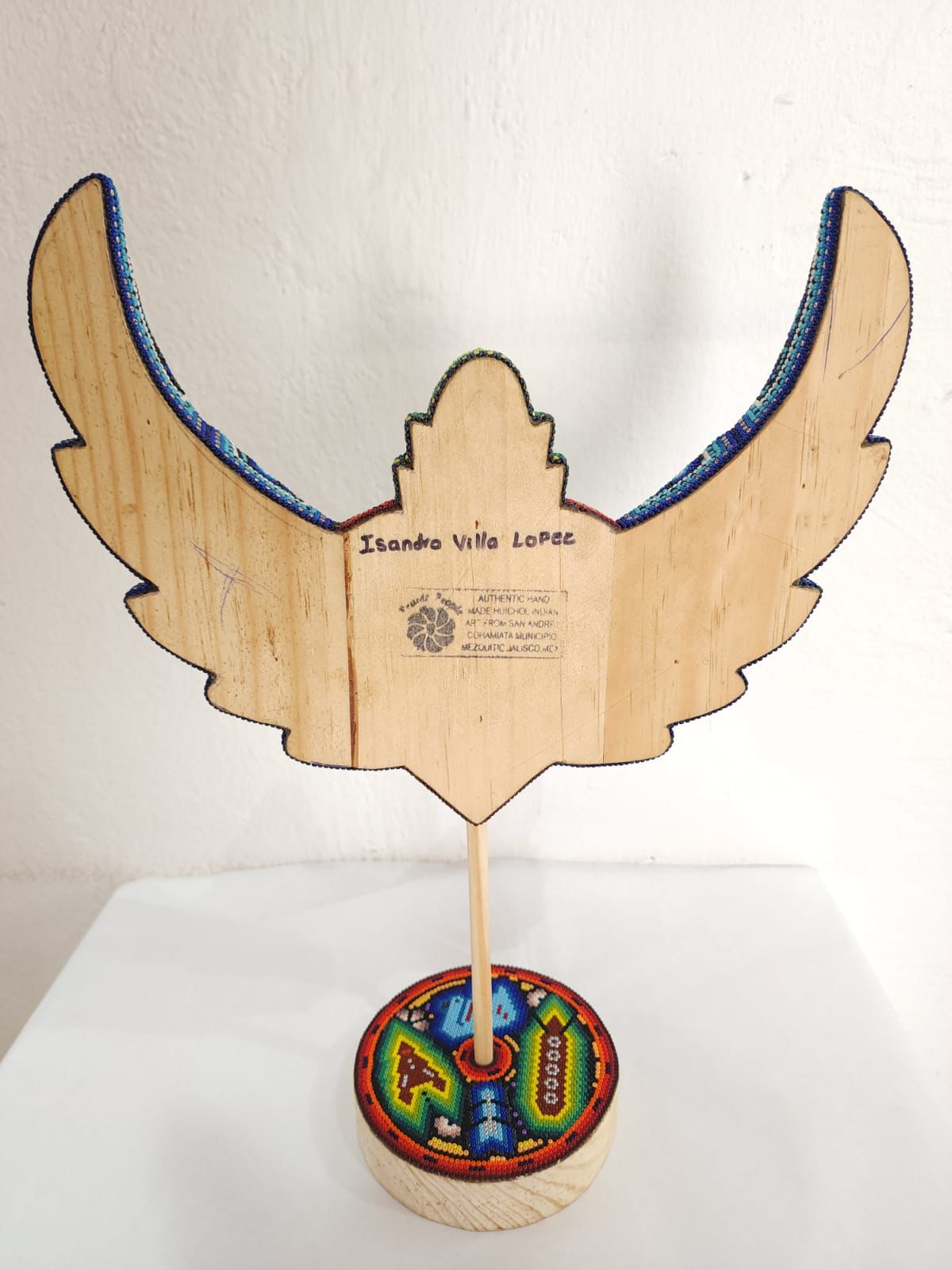 Mexican Huichol Hand Beaded Heart with Base By Isandro Villa Lopez PP8402