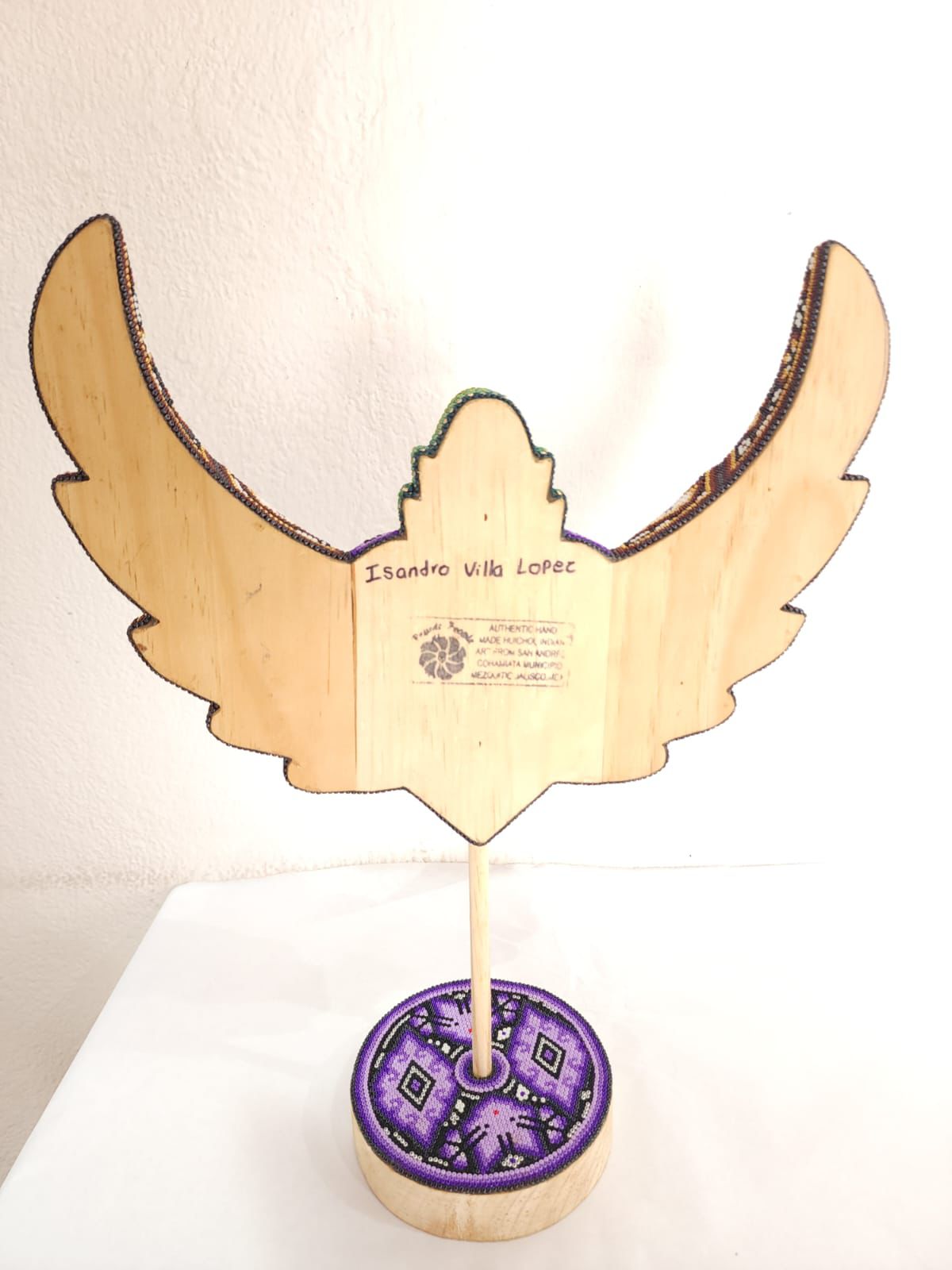 Mexican Huichol Hand Beaded Heart with Base By Isandro Villa Lopez PP8403