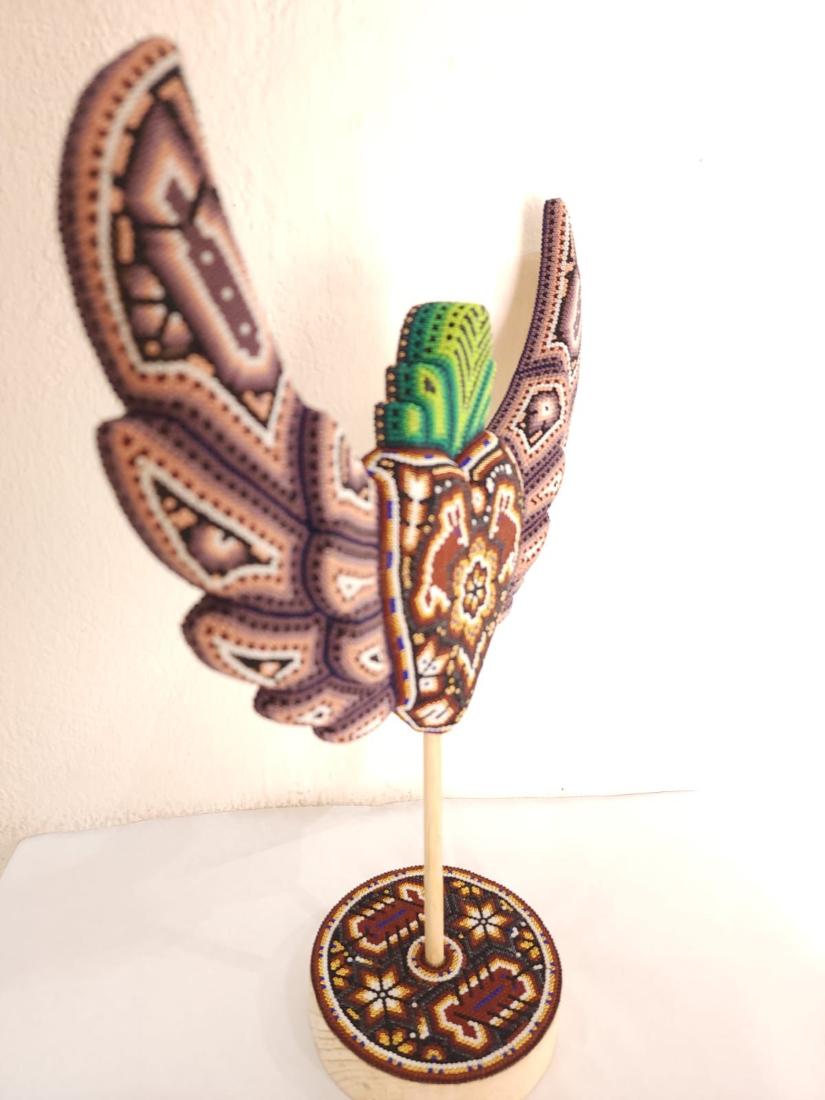 Mexican Huichol Hand Beaded Heart with Base By Isandro Villa Lopez PP8405